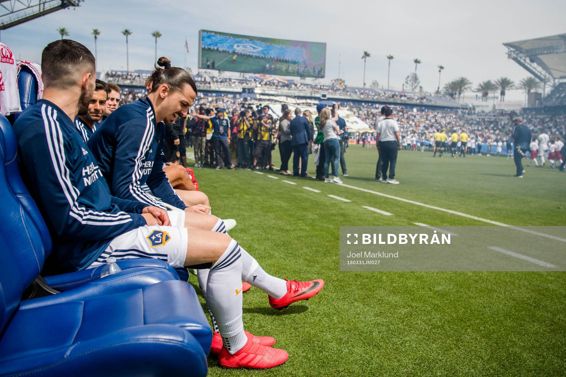 LA Galaxys Zlatan Ibrahimovic före fotbollsmatchen i MLS