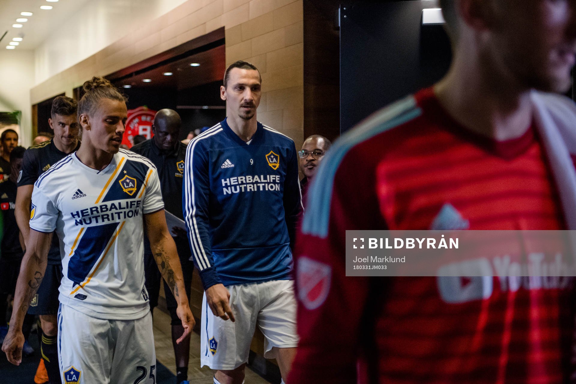 LA Galaxys Zlatan Ibrahimovic före fotbollsmatchen i MLS