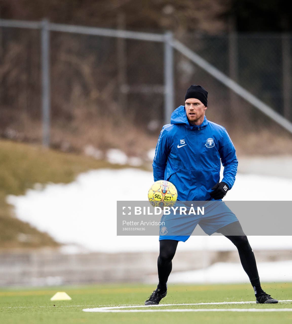 Trelleborgs Lasse Nielsen under en träning inför den Allsvenska premiären imorgon den 31 mars 2018 i Trelleborg.