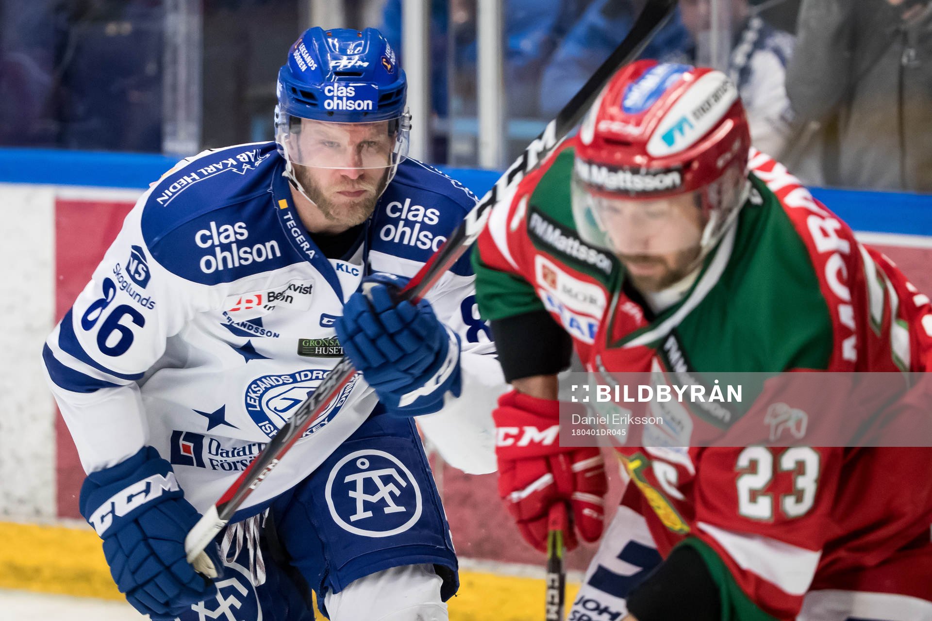 Leksands Daniel Pietta  i ishockeymatchen i direktkvalet