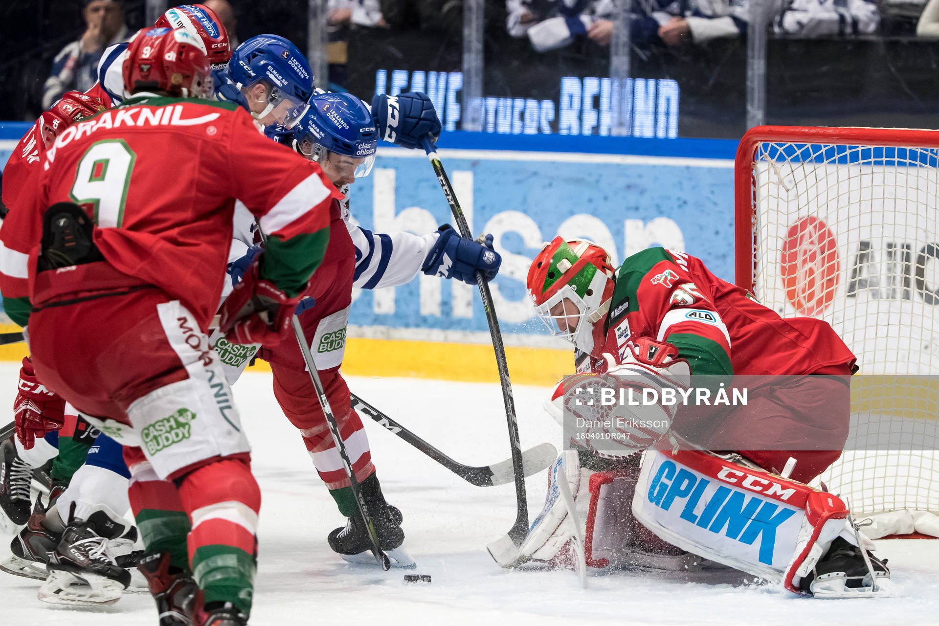 Moras målvakt Christian Engstrand  i ishockeymatchen i