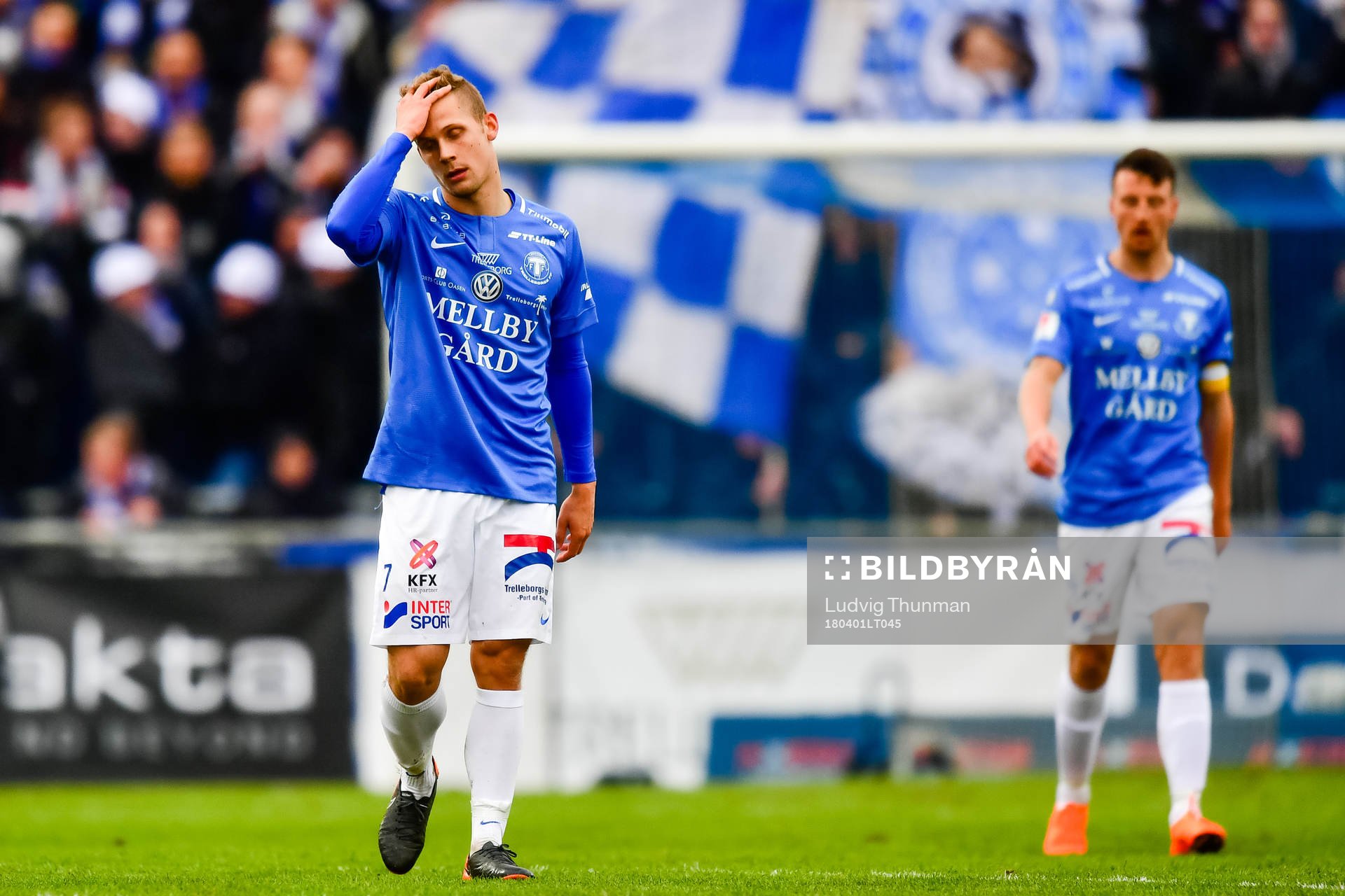 Trelleborgs Erik Andersson deppar nder fotbollsmatchen i