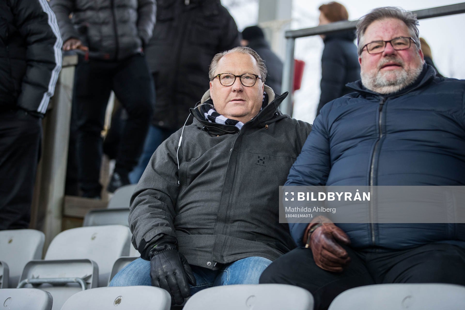 Landskronas föredetta styrelseledamot Peter Condrup på läktaren under fotbollsmatchen i Superettan mellan Landskrona och Falkenberg den 1 april 2018 i Landskrona.