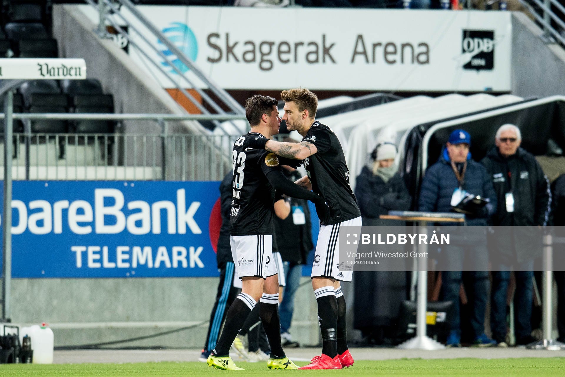 Pål André Helland of Rosenborg celebrates with teammate