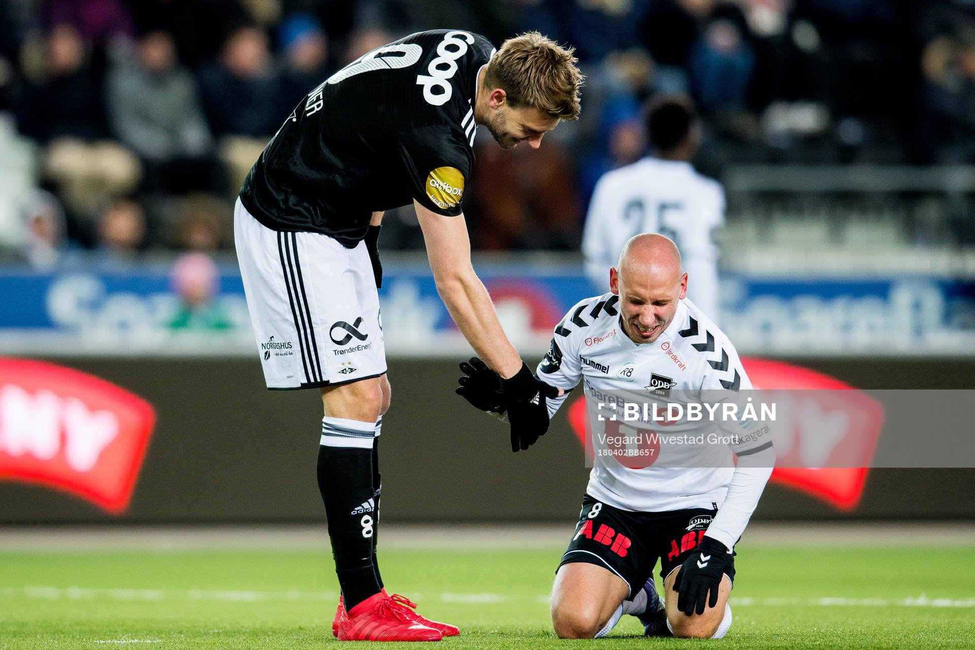 Nicklas Bendtner of Rosenborg and Jone Samuelsen of Odd