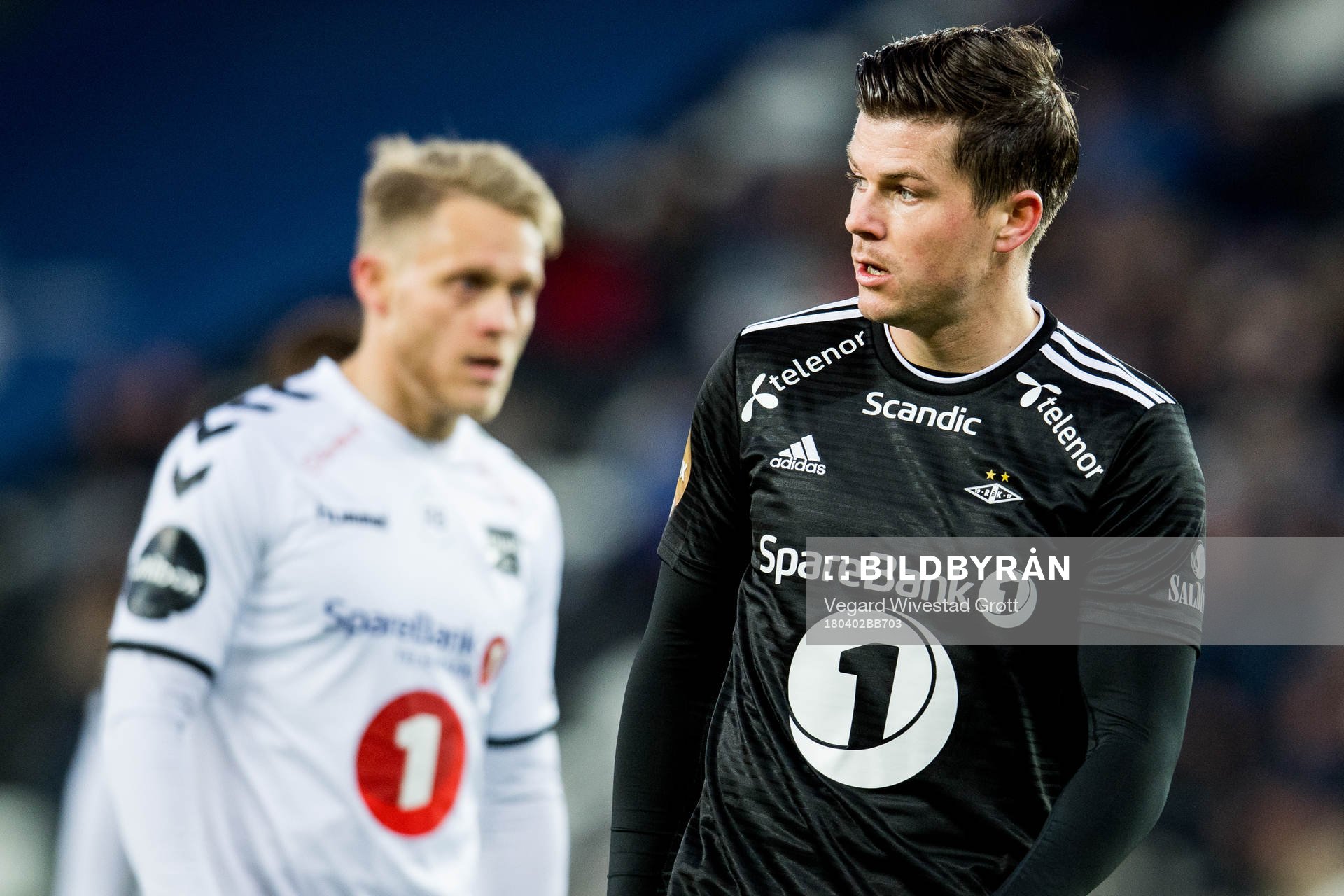 Pål André Helland of Rosenborg and Fredrik Nordkvelle of