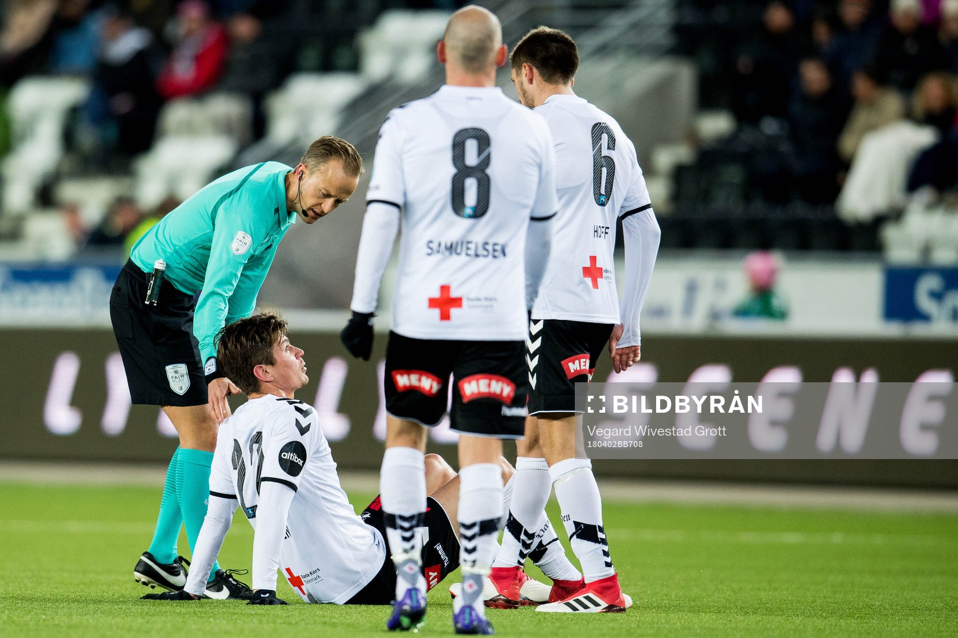 Torgeir Børven of Odd with an injury