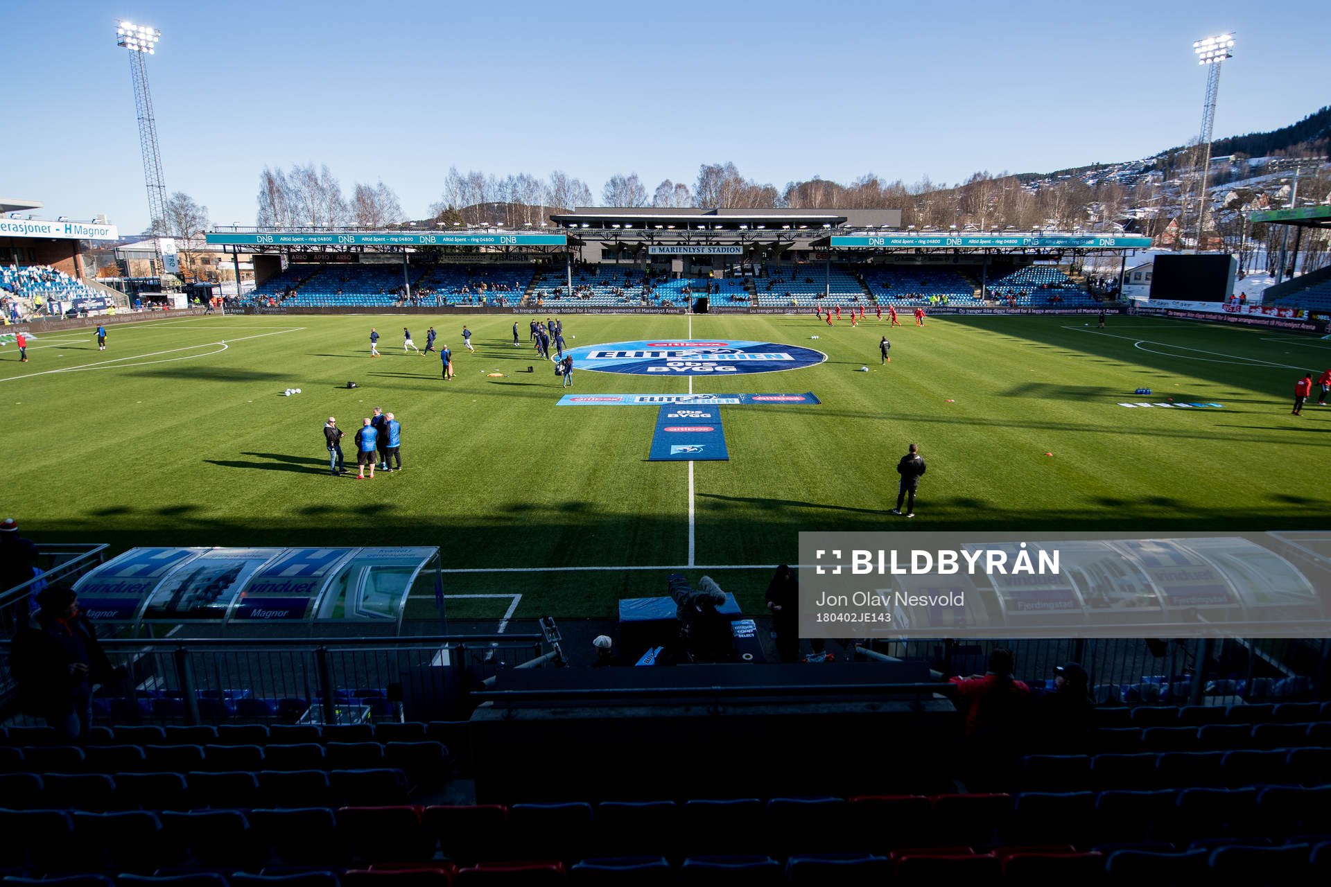 General interior view of Marienlyst stadium ahead of the Eliteserien match between Strømsgodset and Brann on April 2, 2018 in Drammen.