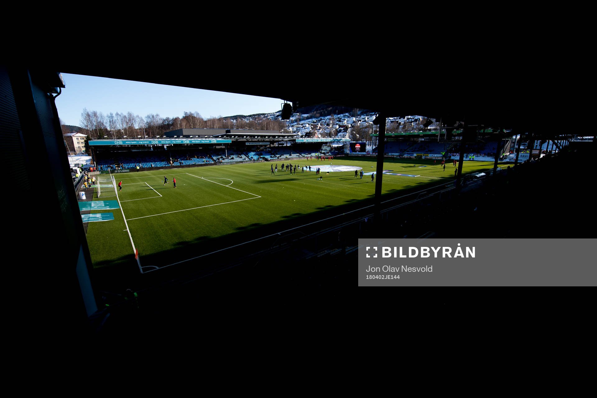 General interior view of Marienlyst stadium ahead of the Eliteserien match between Strømsgodset and Brann on April 2, 2018 in Drammen.