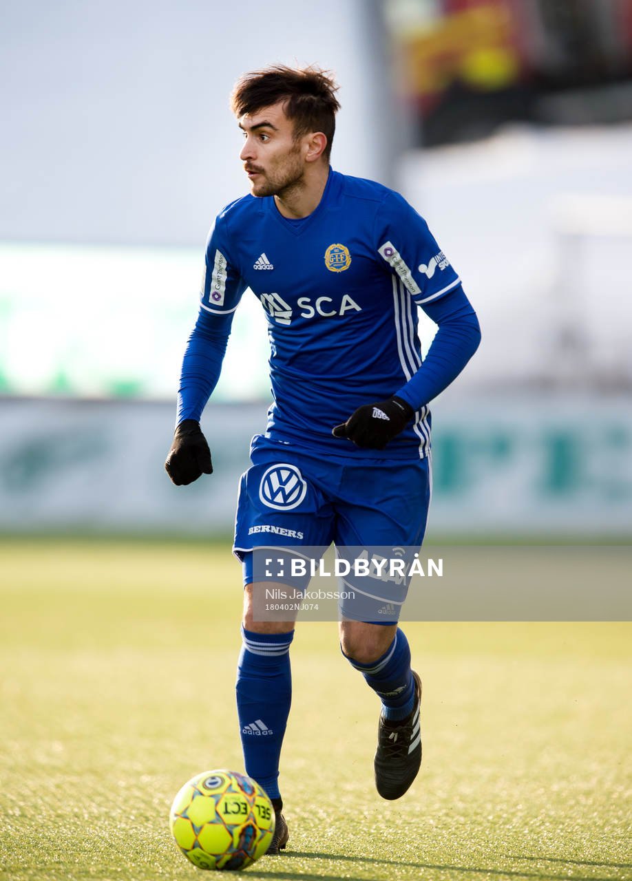 Sundsvalls Samuel de los Reyes Domínguez under fotbollsmatchen i Allsvenskan mellan GIF Sundsvall och Örebro den 2 april 2018 i Sundsvall.