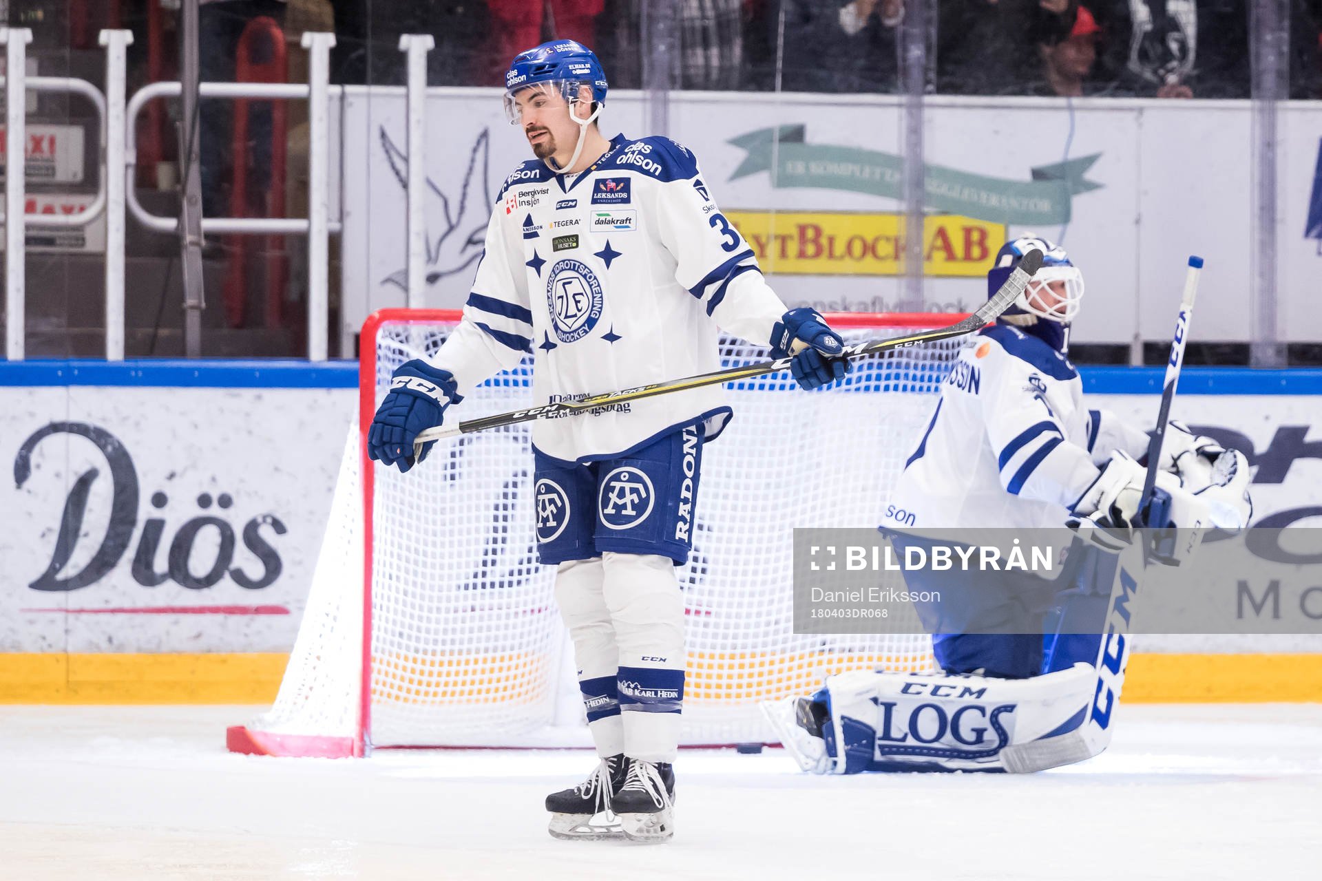 Leksands Patrick McNally och målvakt Tex Williamsson