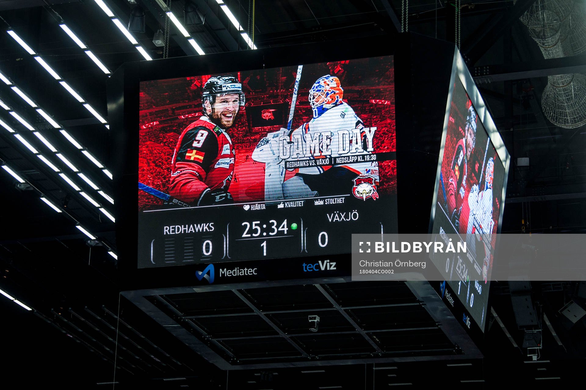 Jumbotronen i Malmö arena innan semifinal 2 i