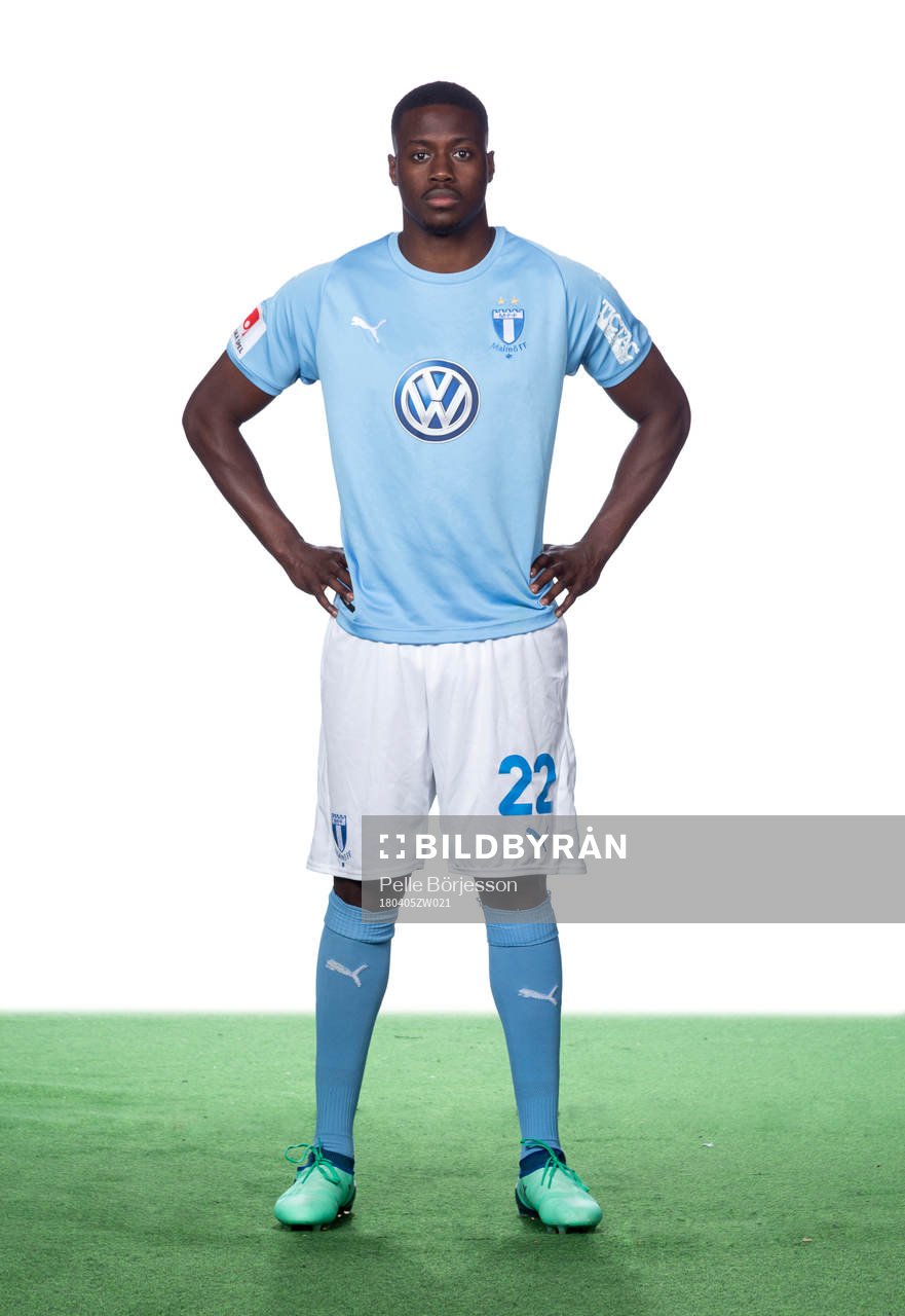 Malmö FFs Isak Ssewankambo poserar för ett porträtt den 5 april 2018 i Malmö.