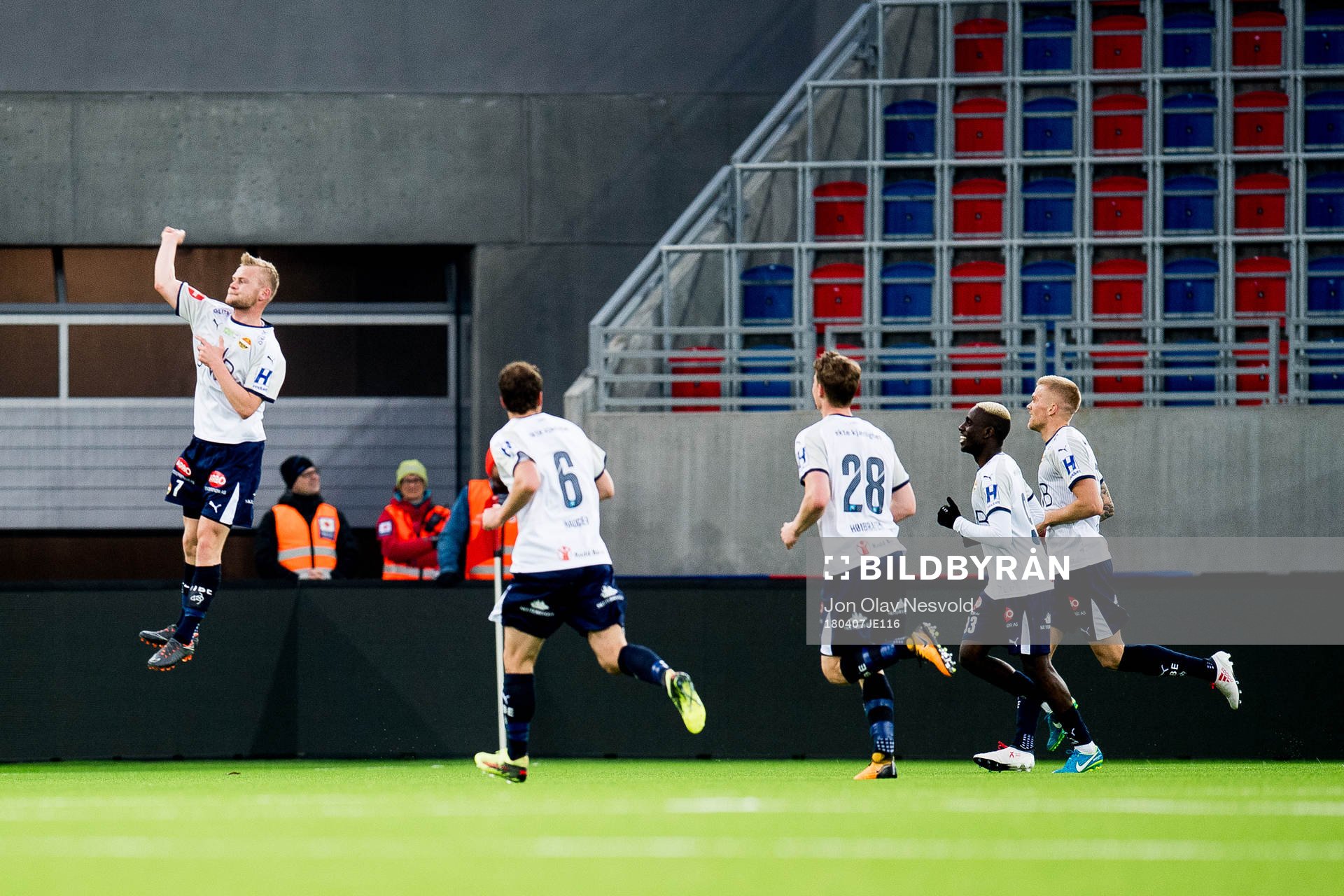 Herman Sørby Stengel of Strømsgodset celebrates 4-1
