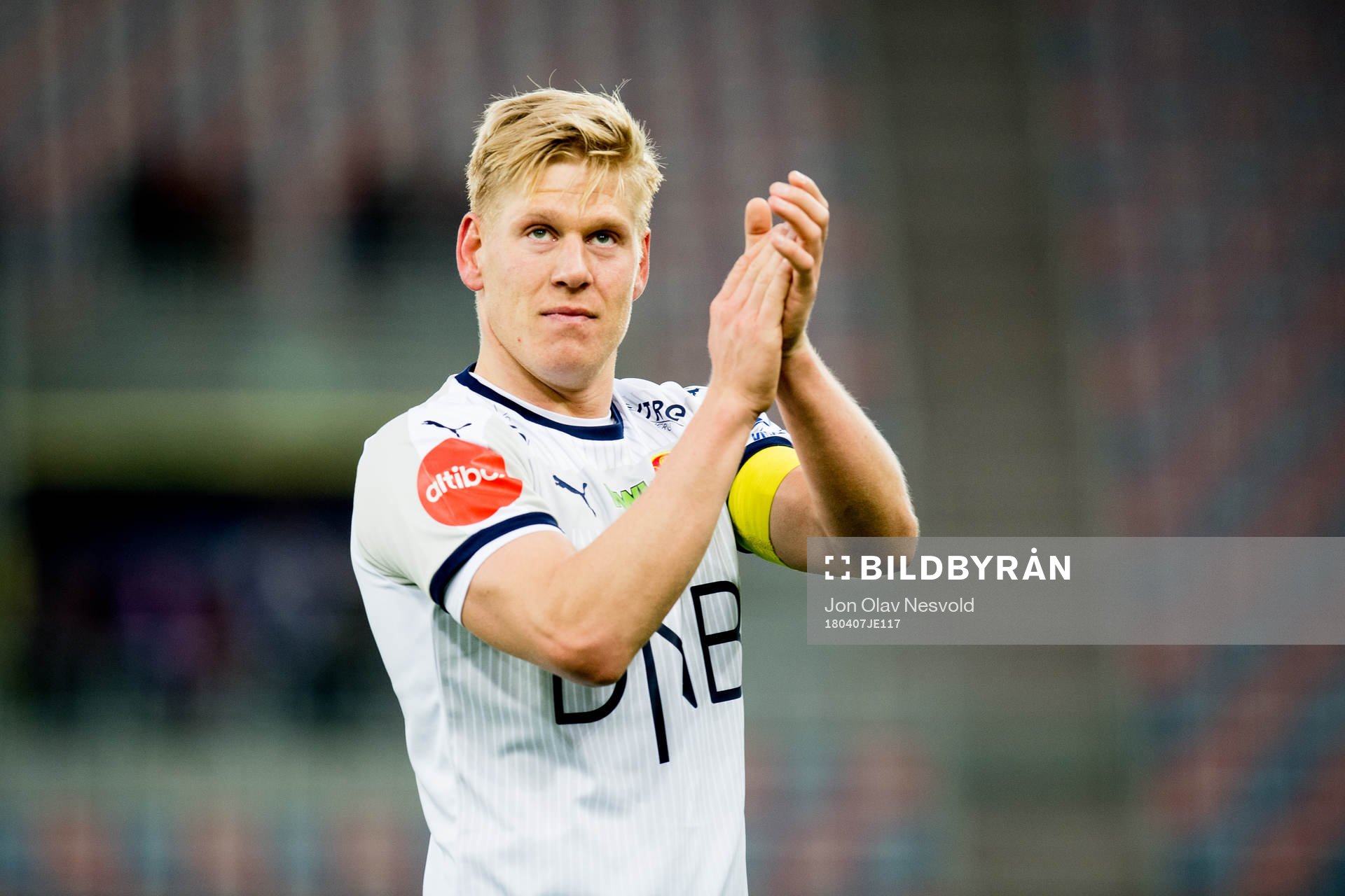 Jakob Glesnes of Strømsgodset after the Eliteserien match between Vålerenga and Strømsgodset on April 7, 2018 in Oslo.