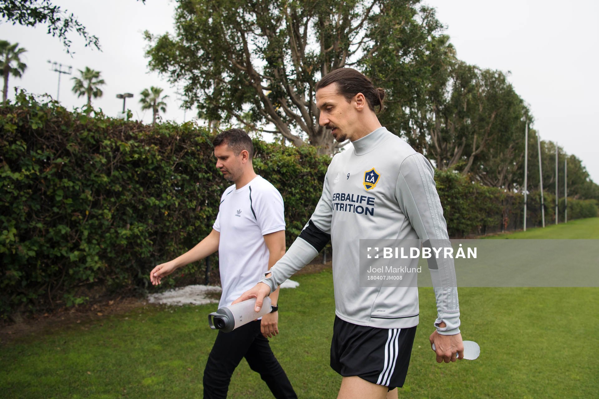 Zlatan Ibrahimovic lämnar MLS-laget LA Galaxys träning den 7 april 2018 i Los Angeles.