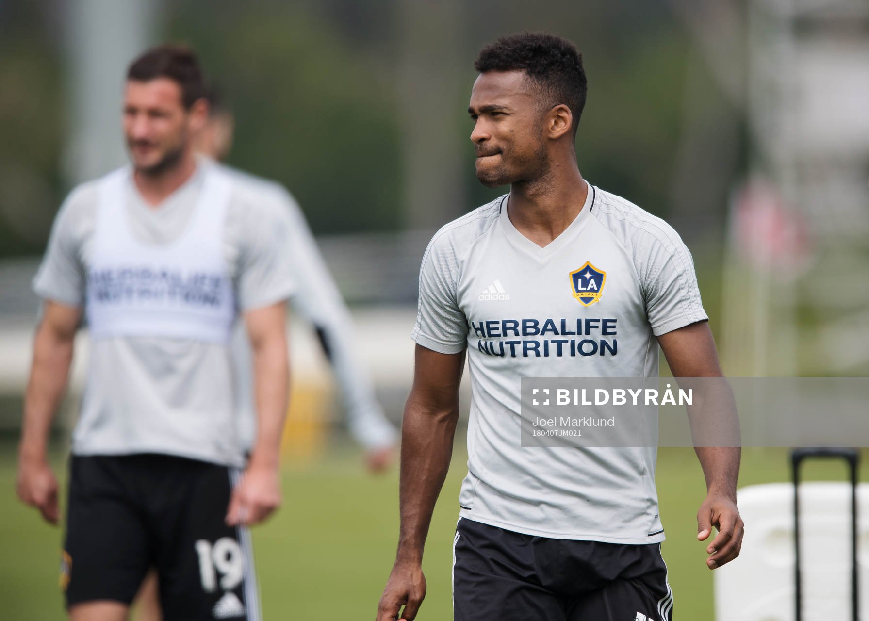 Ola Kamara under MLS-laget LA Galaxys träning den 7 april 2018 i Los Angeles.