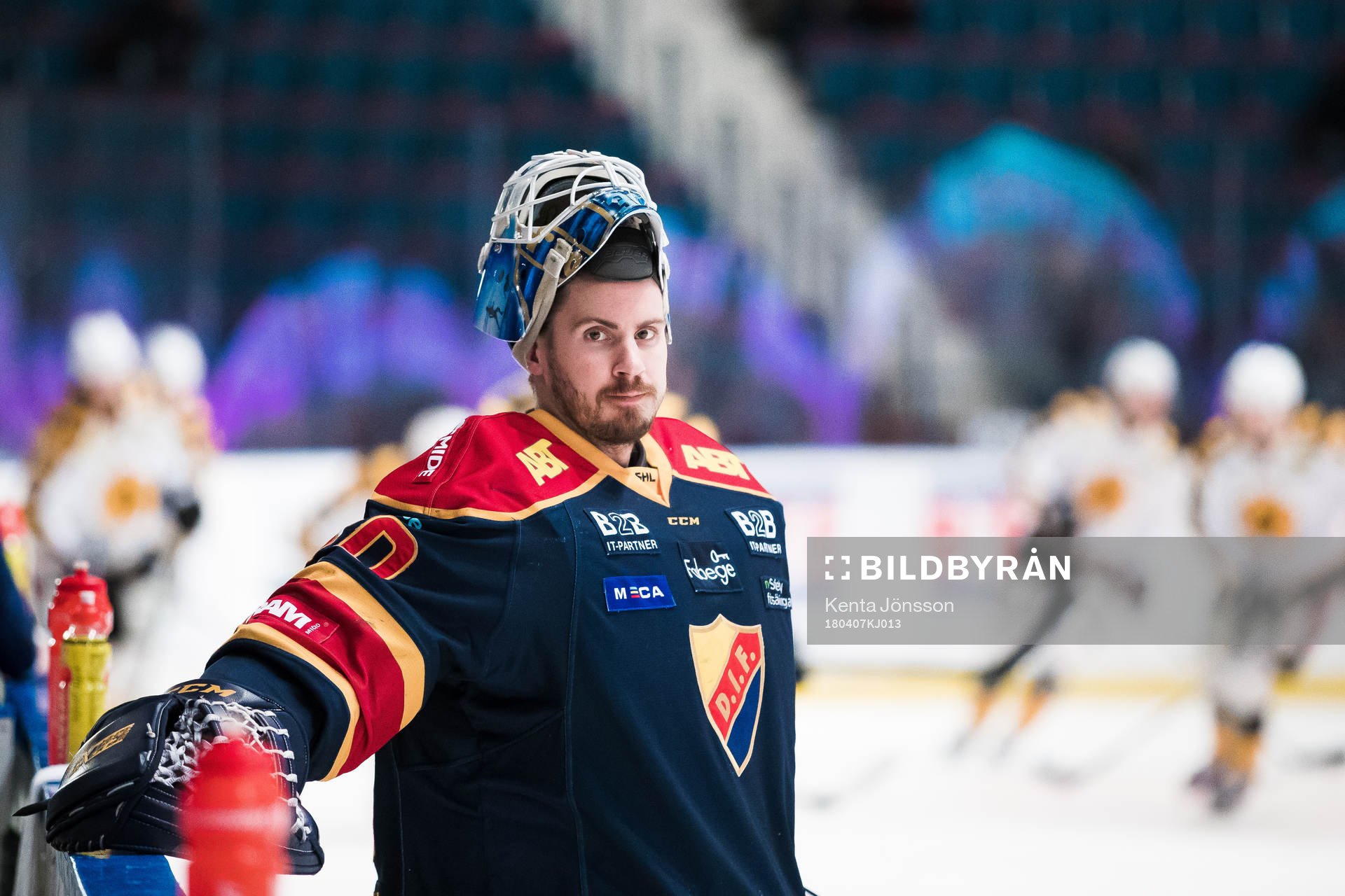 Djurgårdens målvakt Joacim Eriksson innan semifinal 3 i
