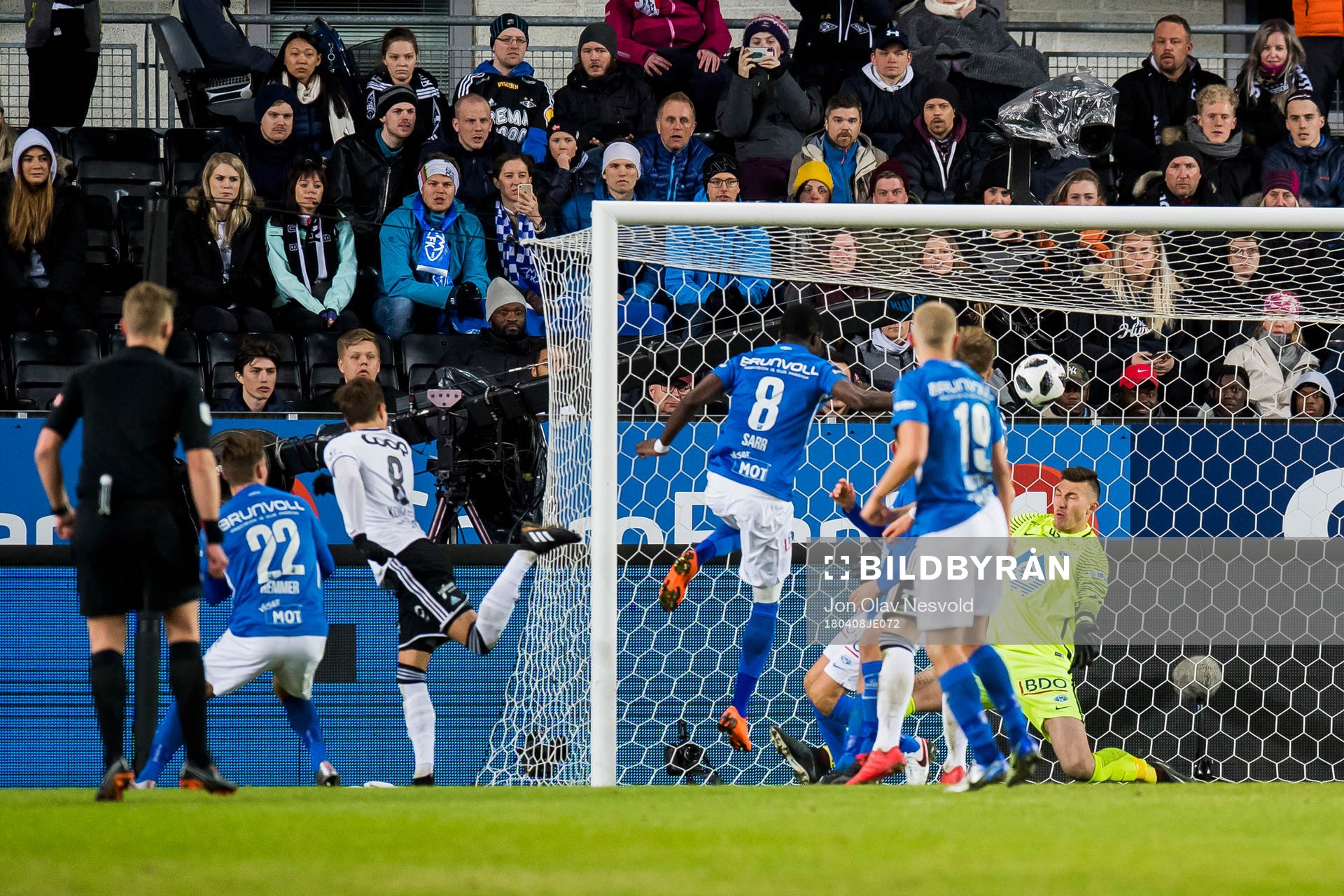 Anders Konradsen of Rosenborg scores 3-0 during the Eliteserien match between Rosenborg and Molde on April 8, 2018 in Trondheim.