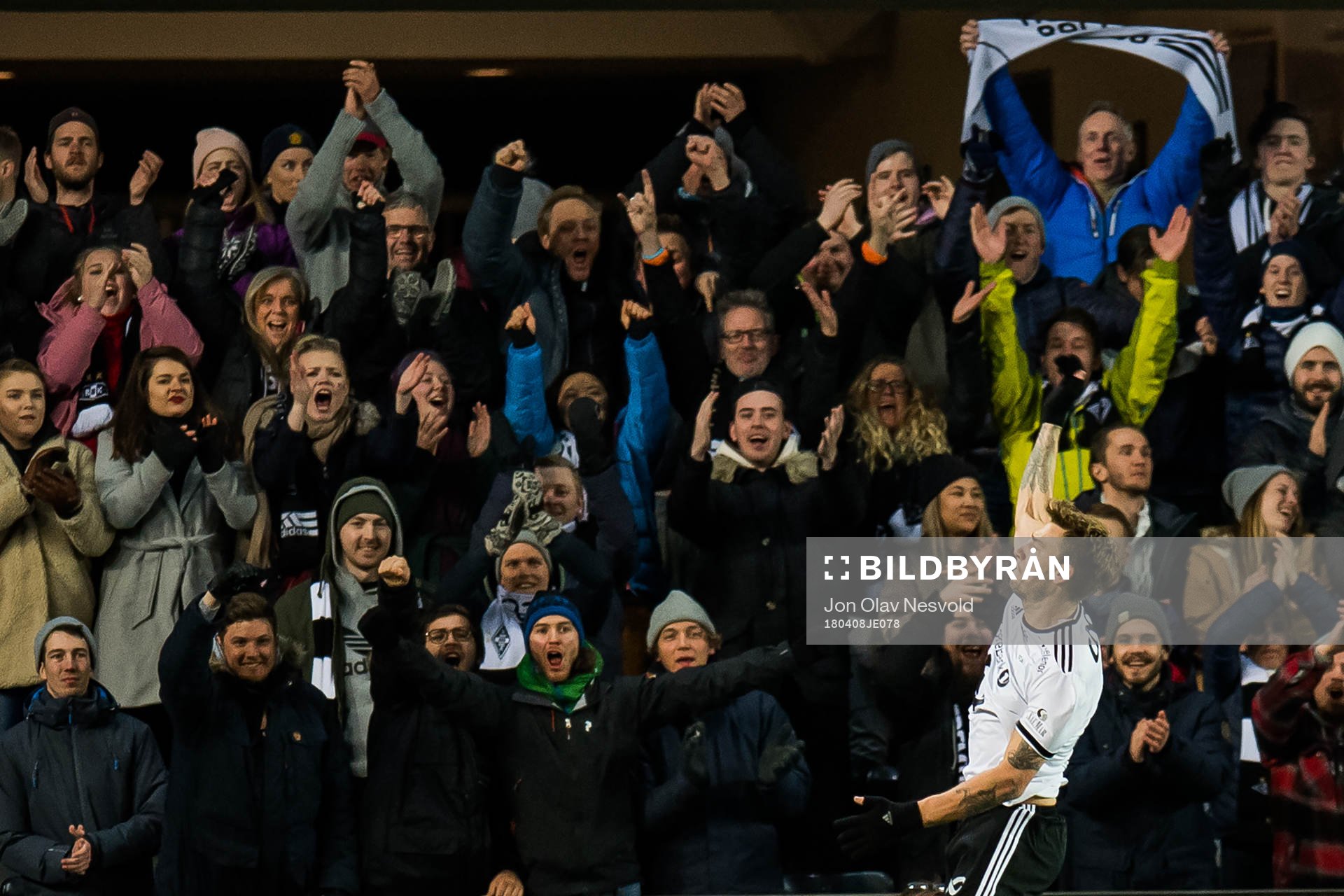 Nicklas Bendtner of Rosenborg celebrates after scoring 4-0 during the Eliteserien match between Rosenborg and Molde on April 8, 2018 in Trondheim.