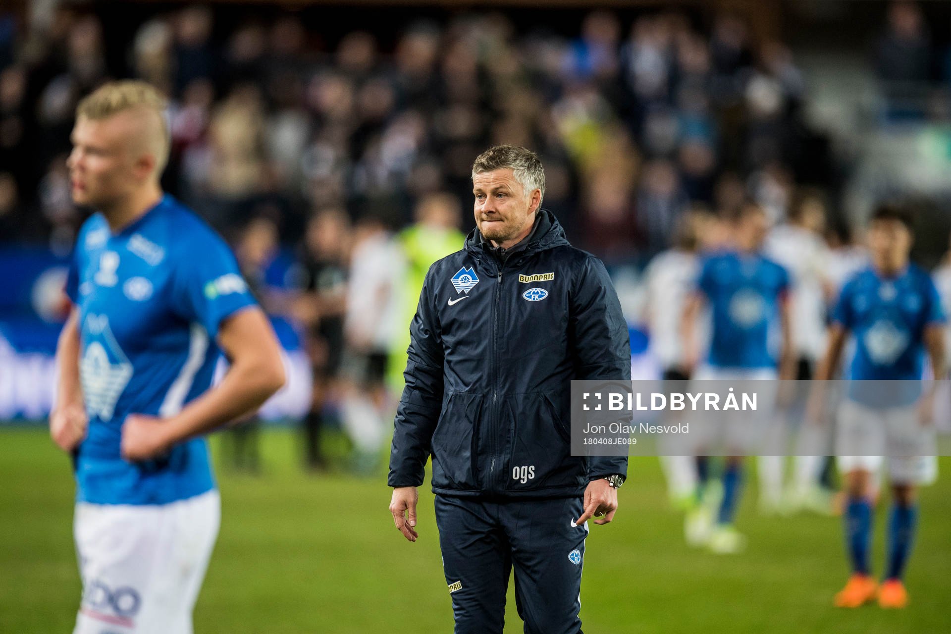 Ole Gunnar Solskjær, manager of Molde, looks dejected