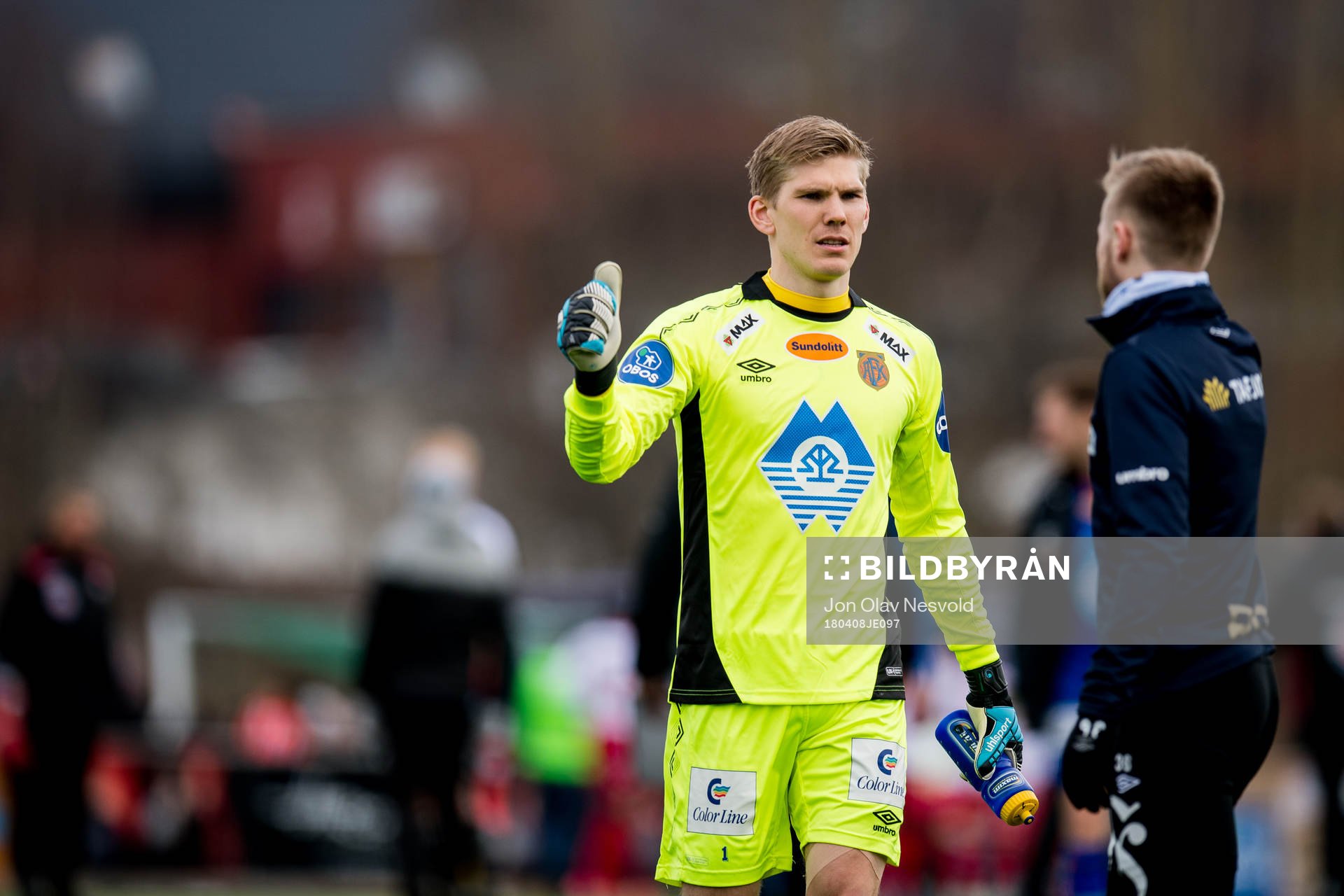 Goalkeeper Andreas Lie of Aalesund celebrates