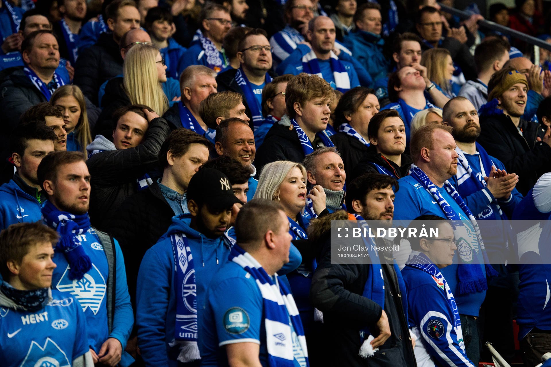 Supporters of Molde during the Eliteserien match between Rosenborg and Molde on April 8, 2018 in Trondheim.
