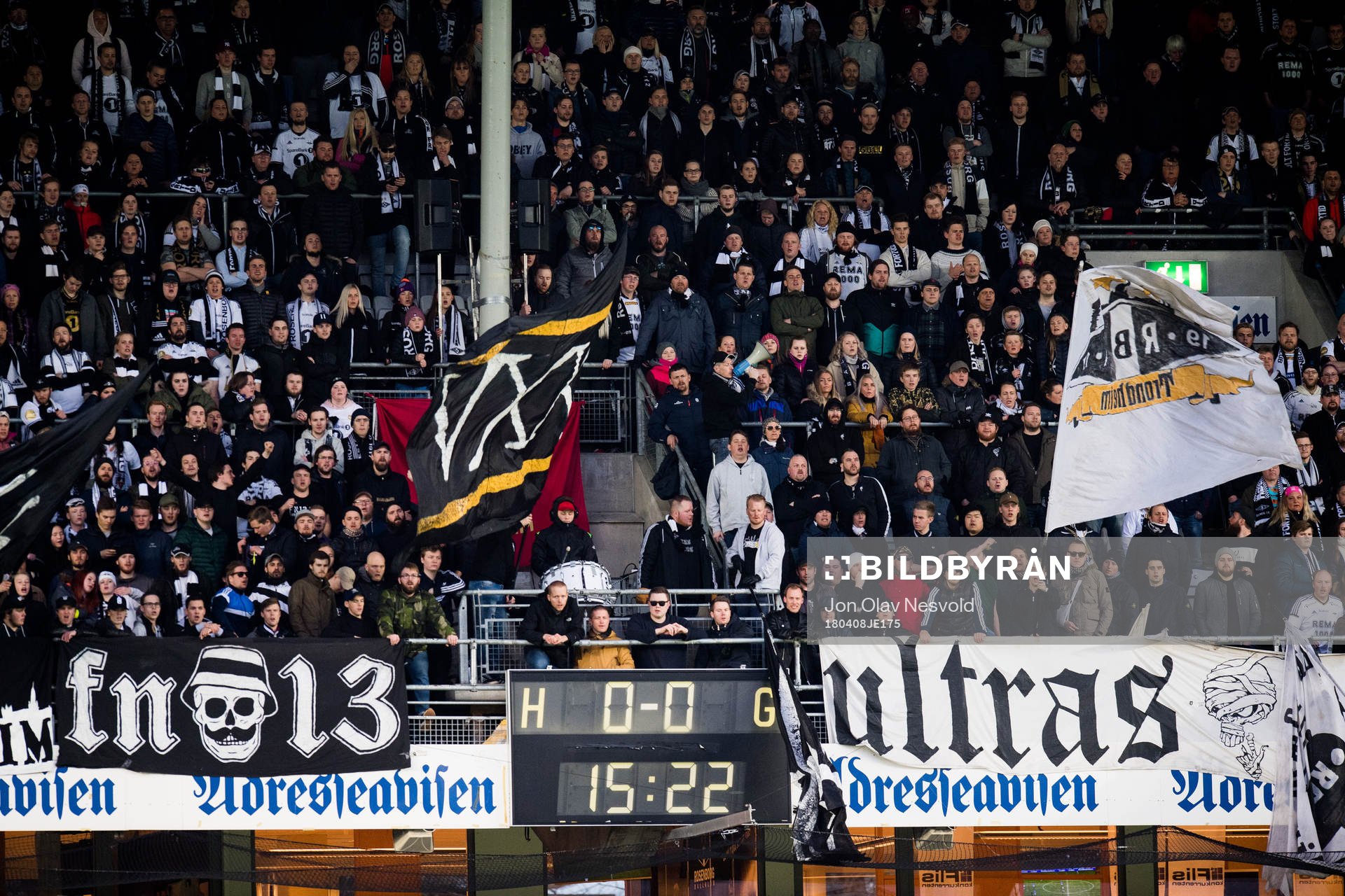 Supporters of Rosenborg during the Eliteserien match between Rosenborg and Molde on April 8, 2018 in Trondheim.