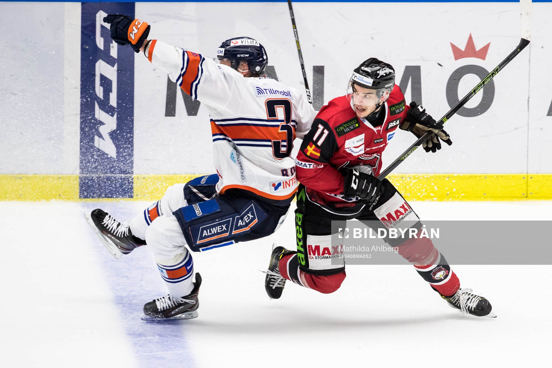 Växjös Oliver Bohm och Malmö Redhawks Lukas Haudum