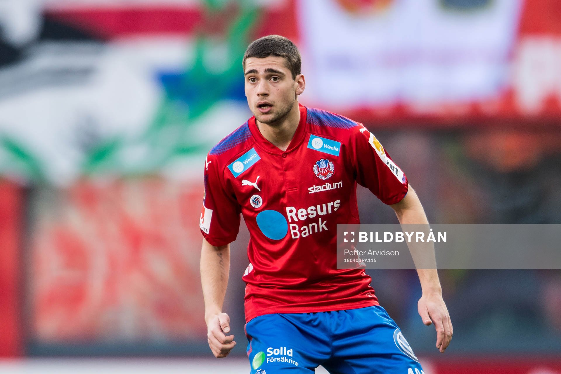 Helsingborgs Mattias Almeida Sundell under fotbollsmatchen i Superettan mellan Helsingborg och Öster den 8 april 2018 i Helsingborg.