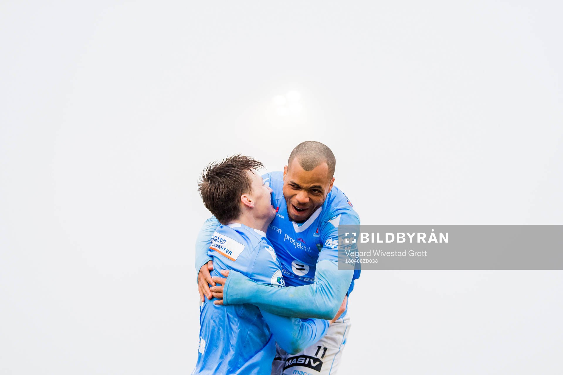 Erixon Danso of Sandnes Ulf celebrates with Akinsola