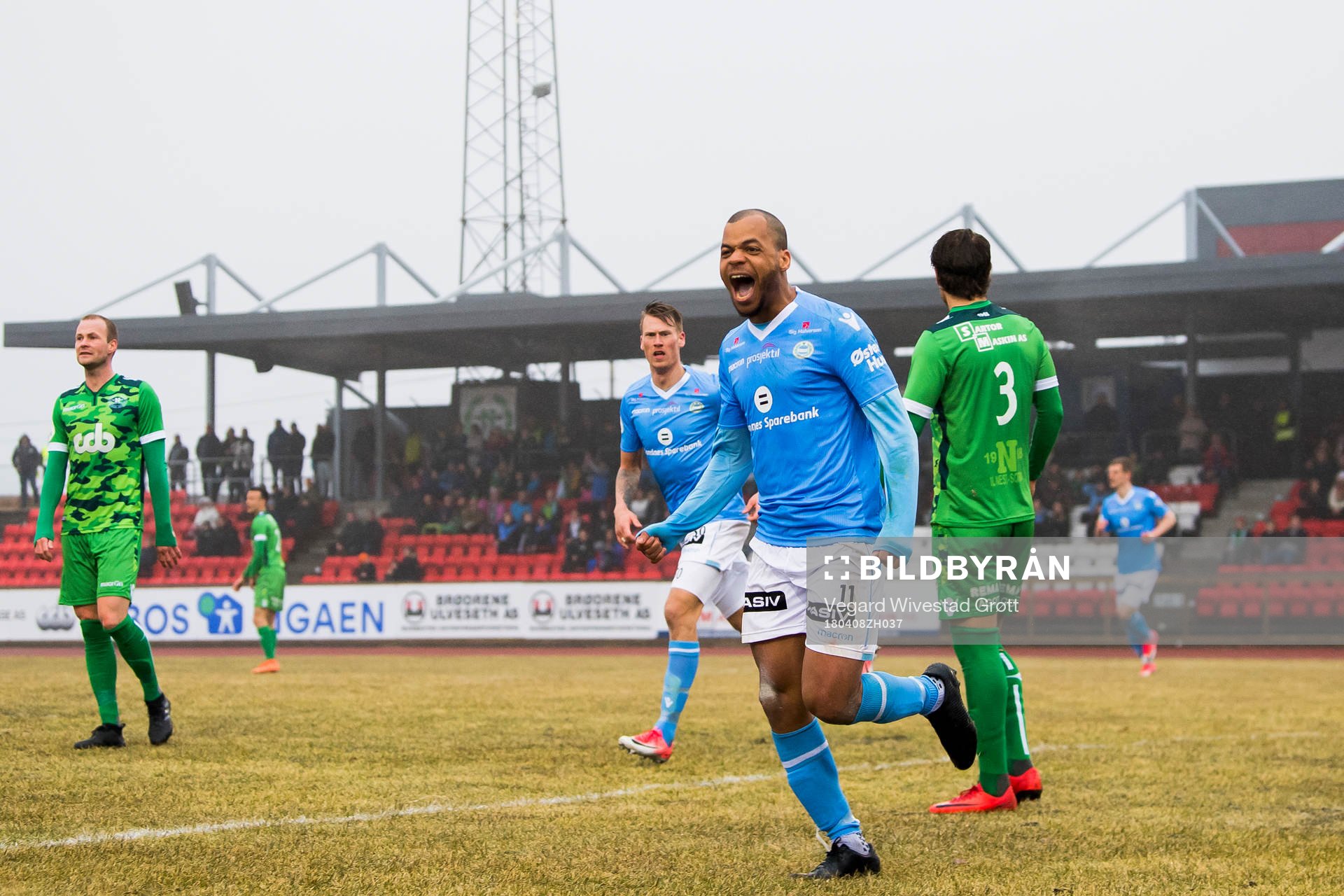 Erixon Danso of Sandnes Ulf celebrates