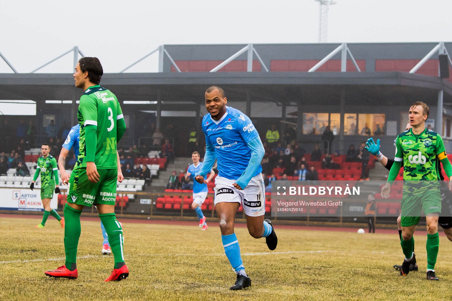 Erixon Danso of Sandnes Ulf celebrates
