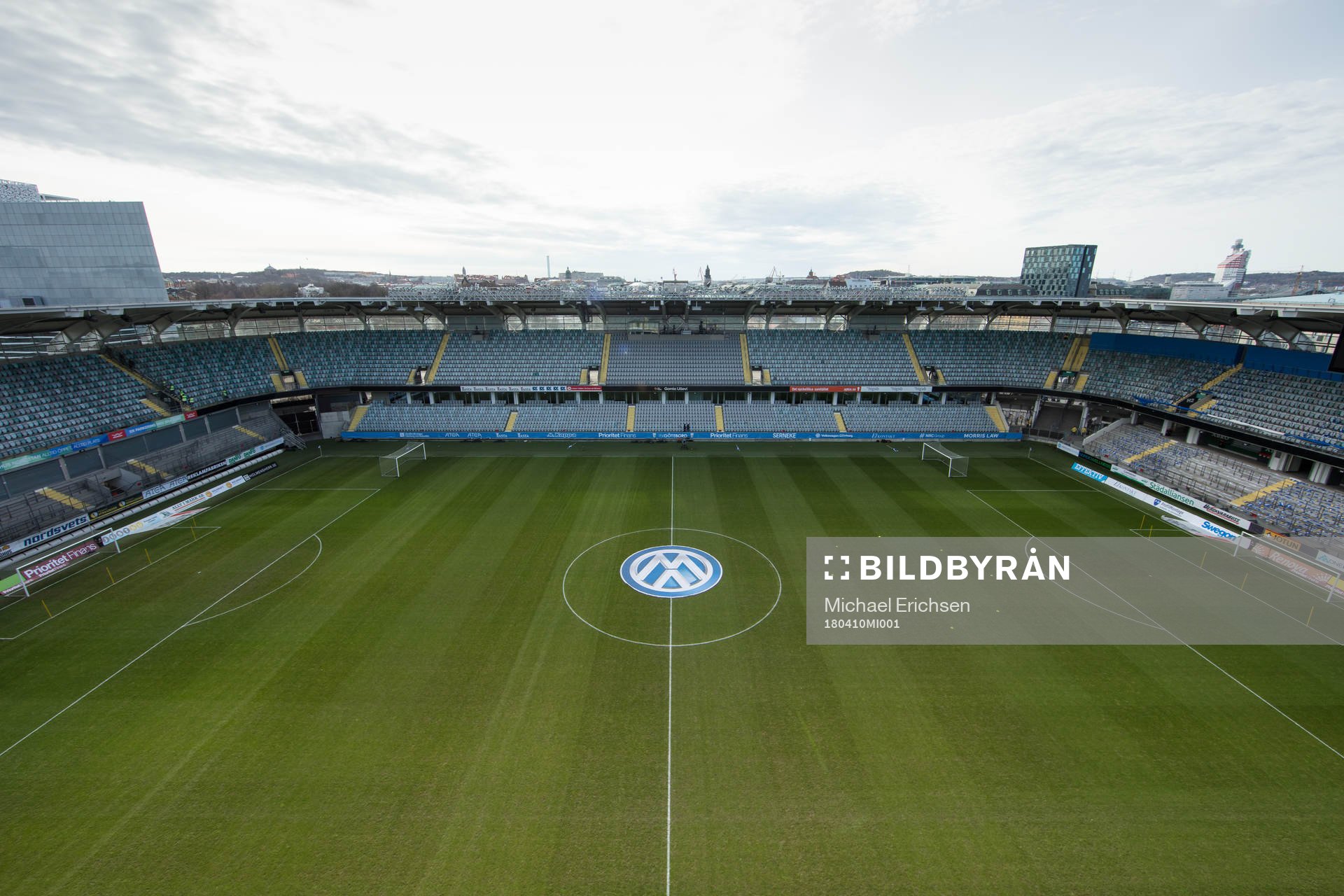 Vy över arenan Gamla Ullevi innan fotbollsmatchen i