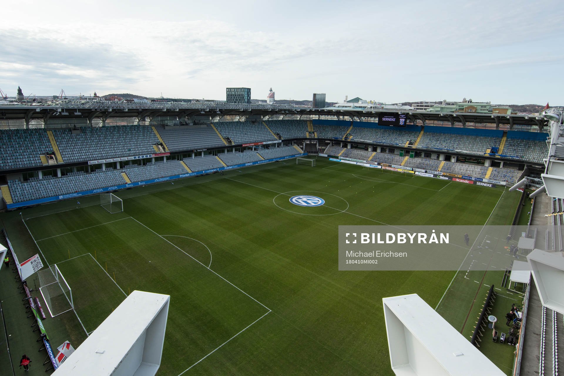 Vy över arenan Gamla Ullevi innan fotbollsmatchen i
