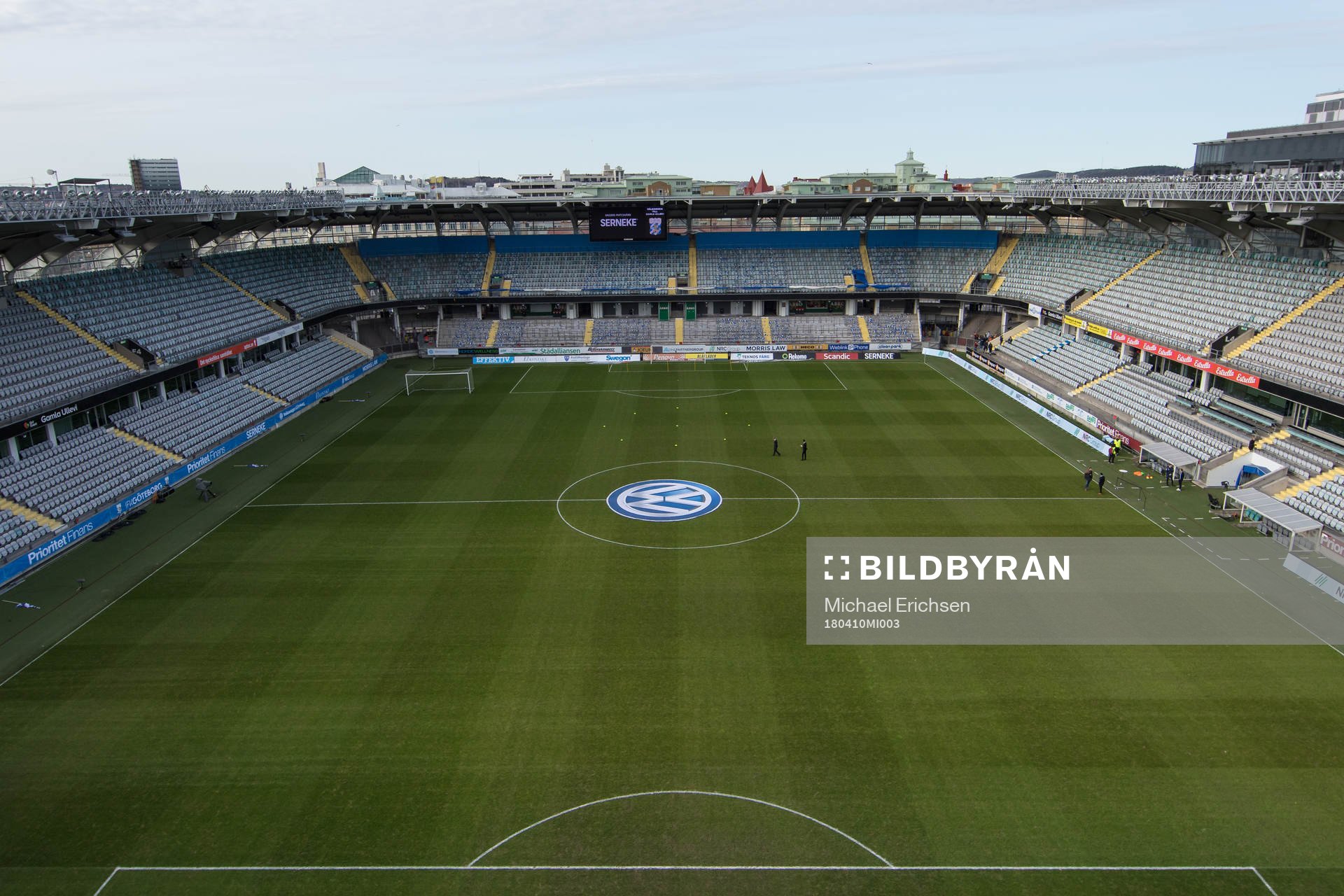 Vy över arenan Gamla Ullevi innan fotbollsmatchen i