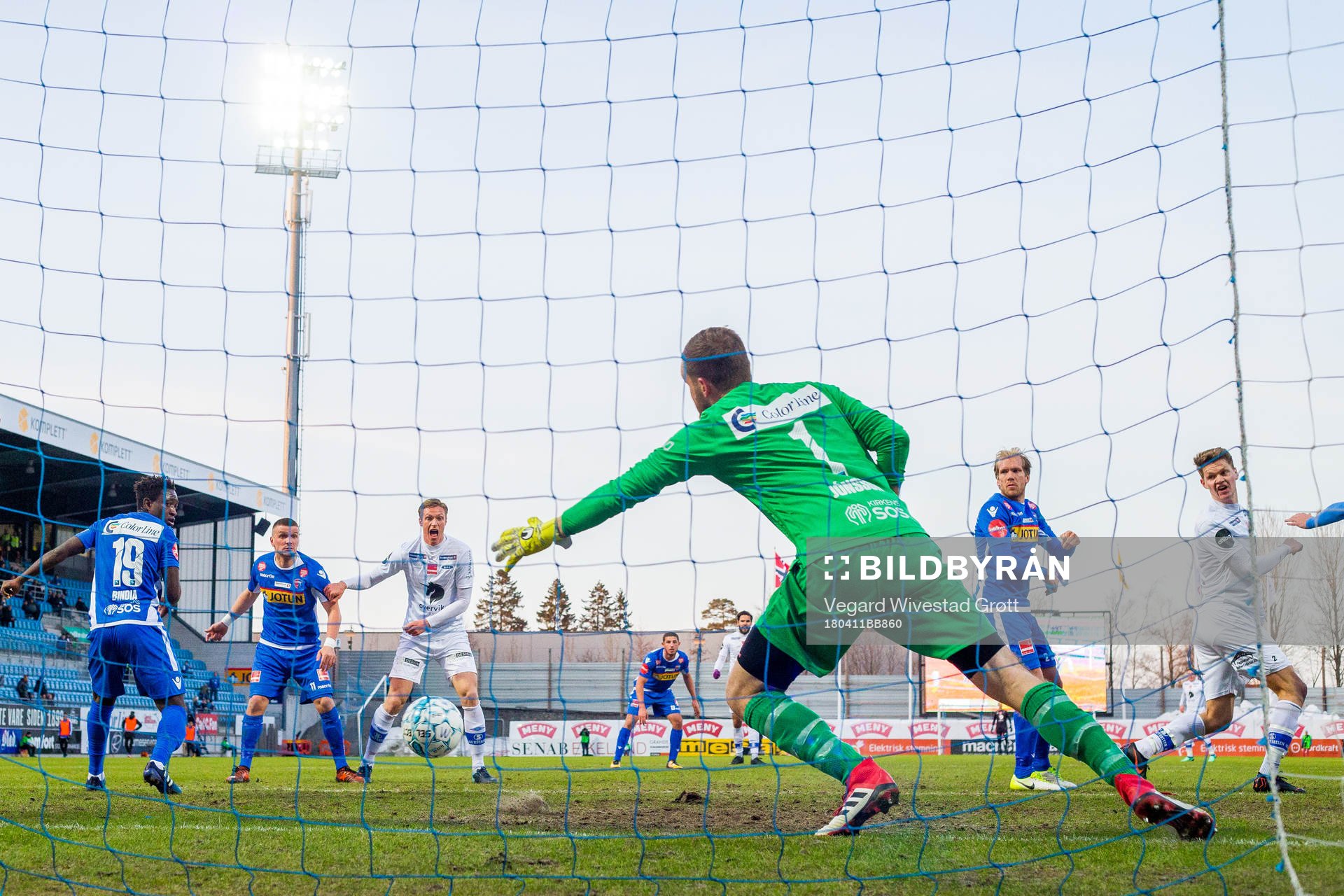 Christian Rismark of Ranheim scores 1-1 behind goalkeeper