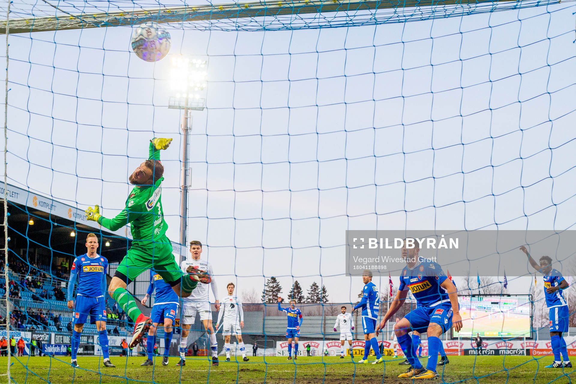 Goalkeeper Ingvar Jonsson of Sandefjord lets in 1-2
