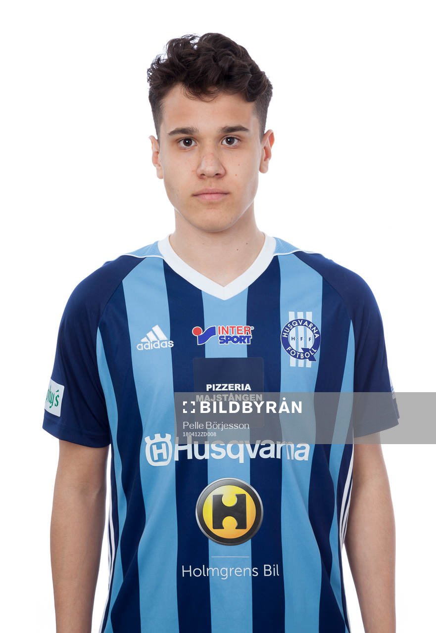 Husqvarnas Sebastian Dimitrijevic poserar för ett porträtt den 12 april 2018 i Husqvarna.