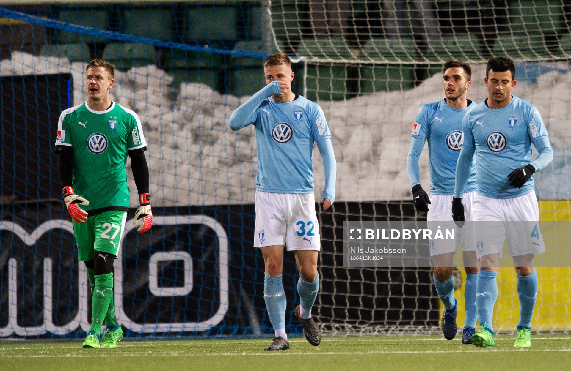 Malmö FFs målvakt Johan Dahlin, Mattias Svanberg, Behrang