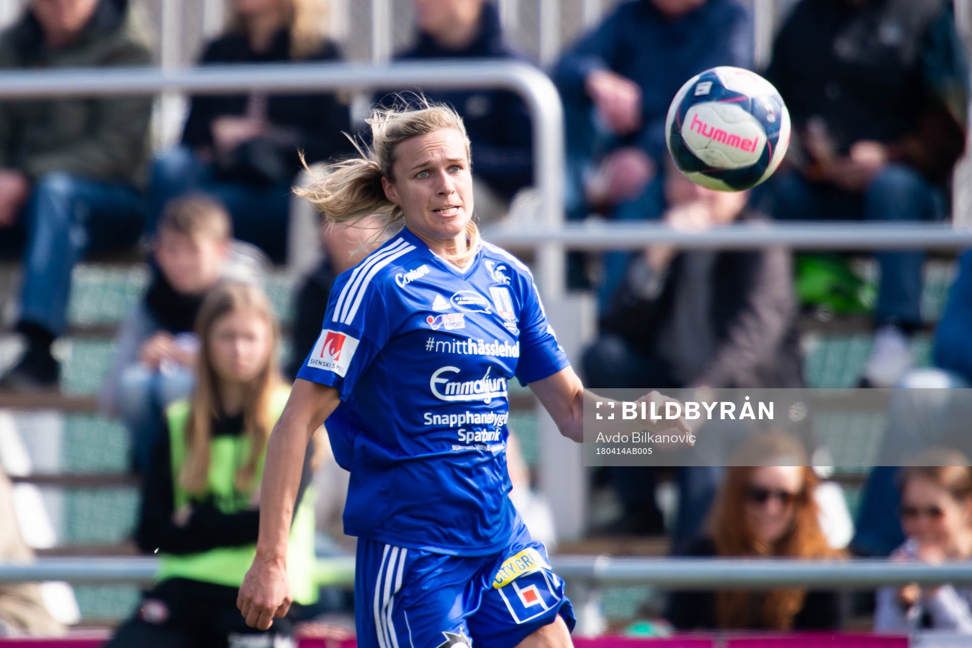 Vittsjös Hannah Wilkinson under fotbollsmatchen i Damallsvenskan mellan Vittsjö och Kristianstad  den 14 april 2018 Kristianstad.