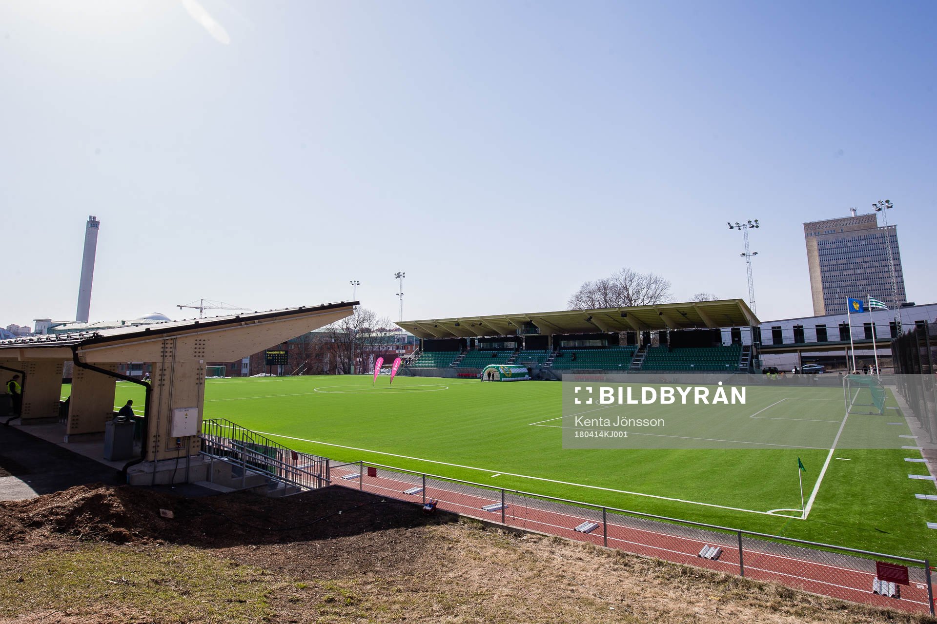 Generell vy över Hammarby IP innan fotbollsmatchen i