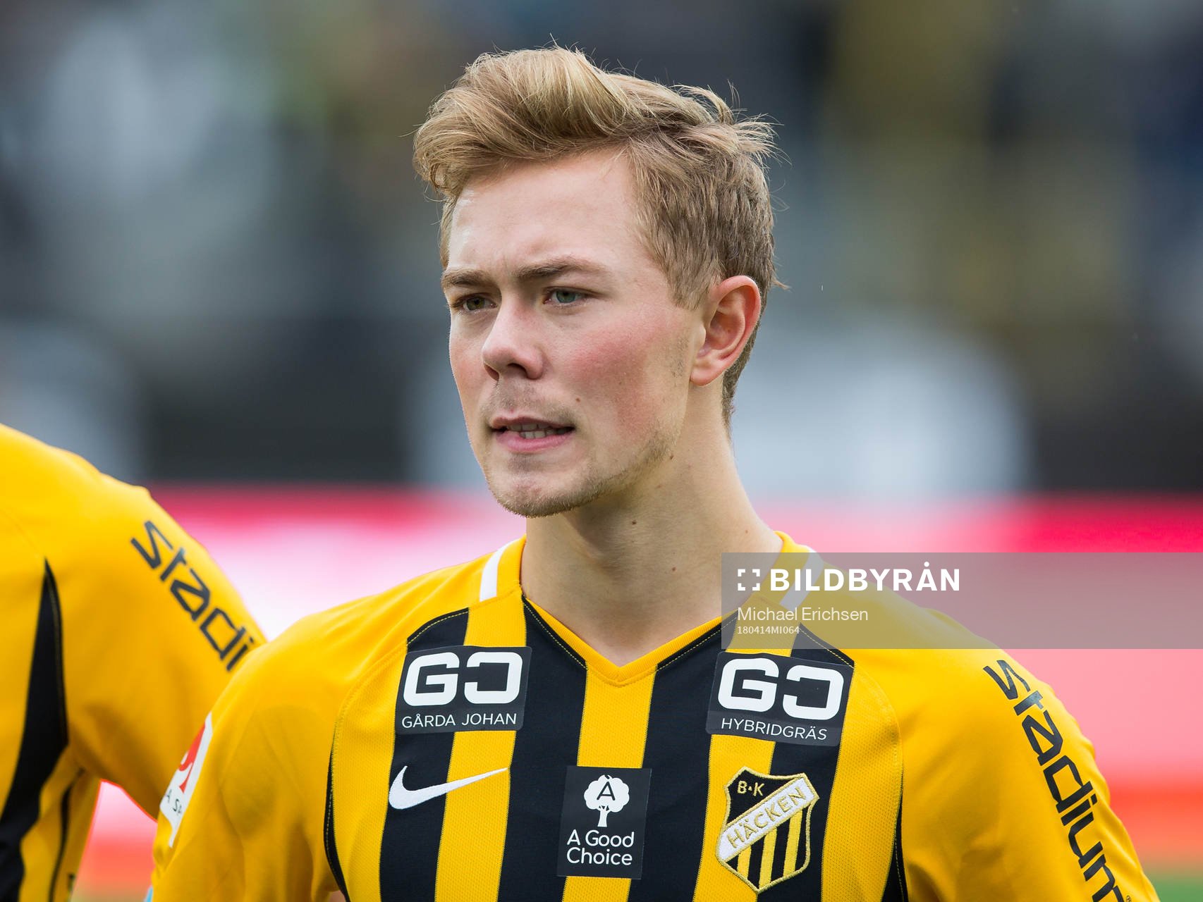Häckens Joel Andersson innan fotbollsmatchen i allsvenskan