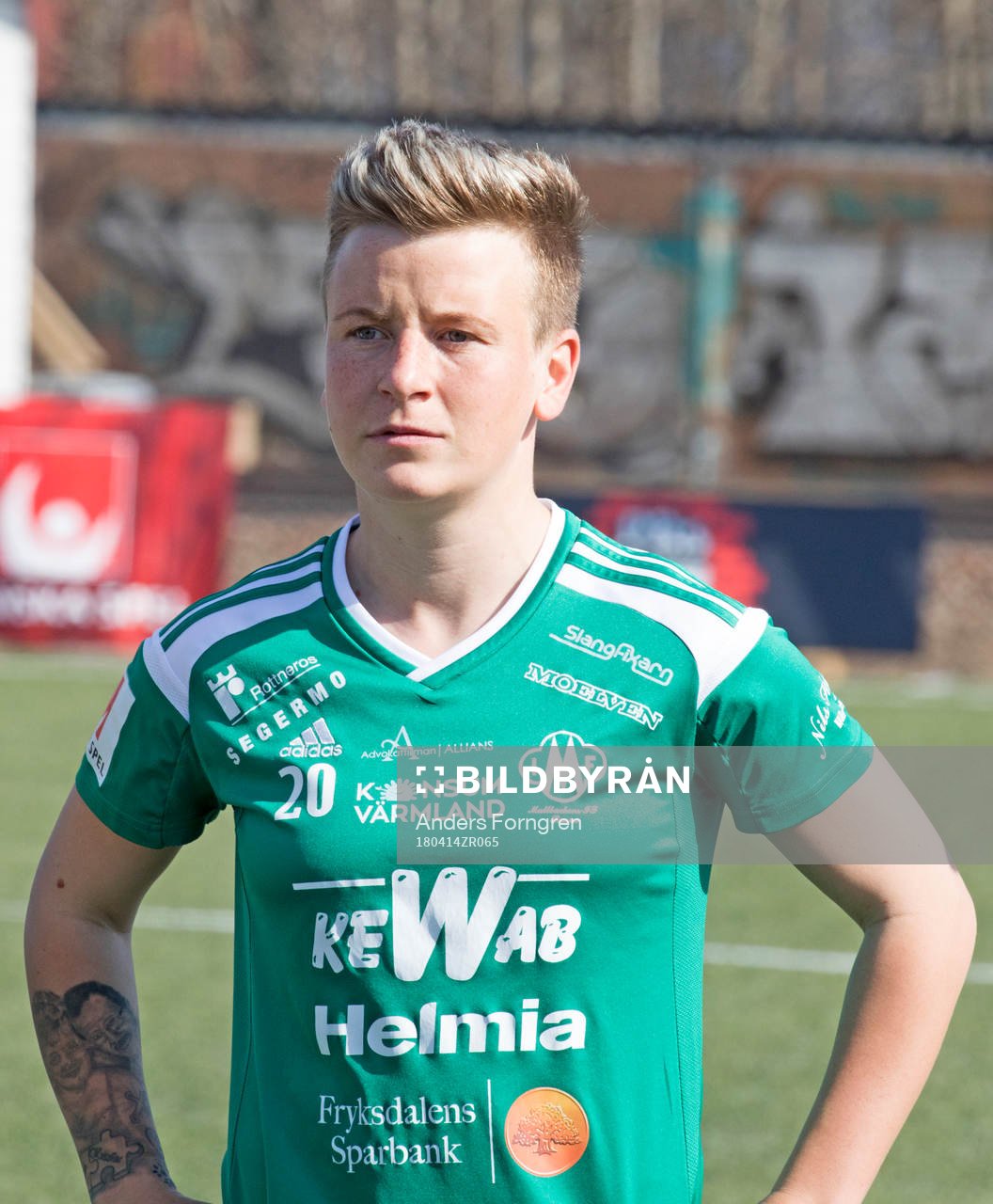 Mallbackens Andy Herczeg före fotbollsmatchen i Elitettan