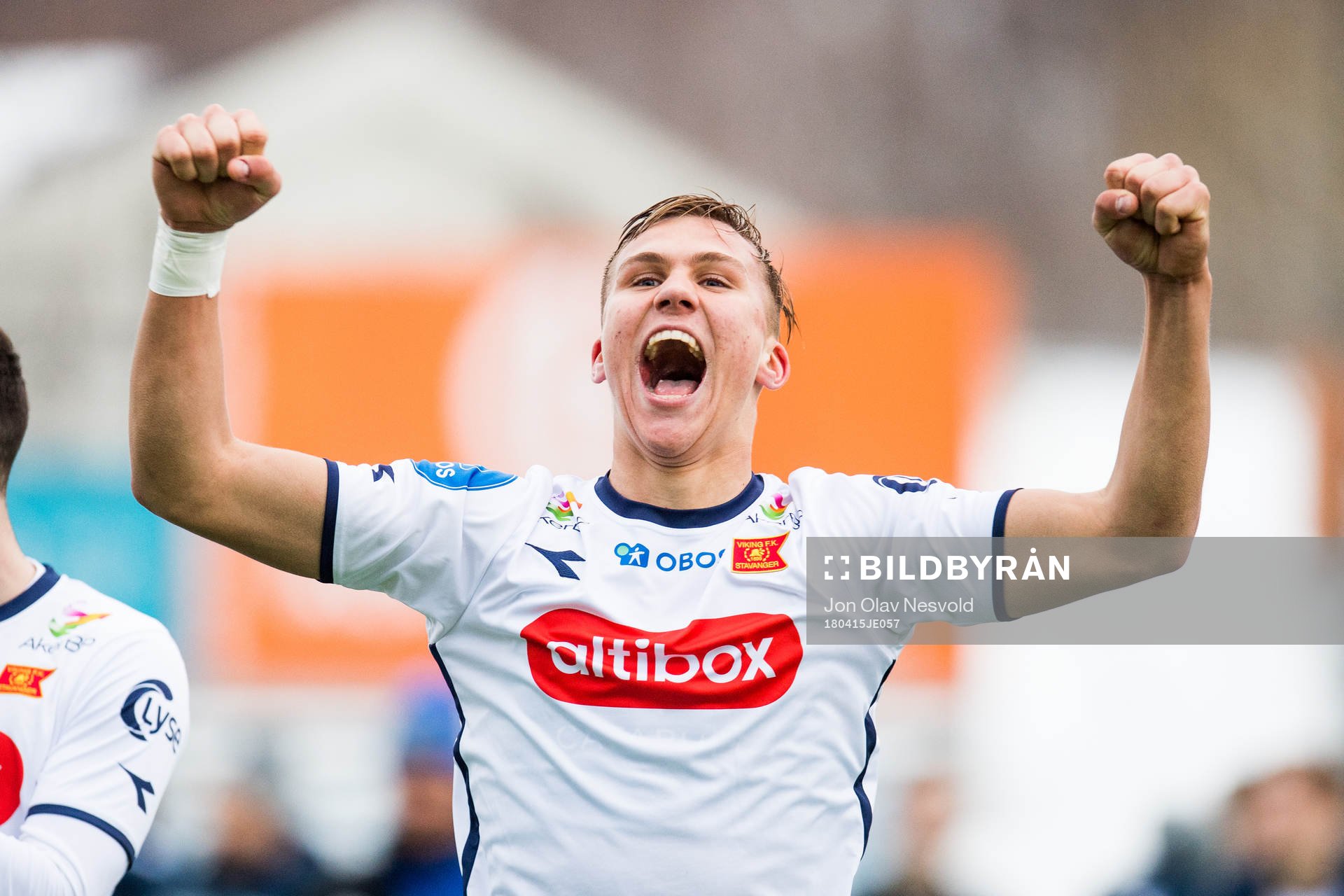 Leo Skiri Østigaard of Viking celebrates