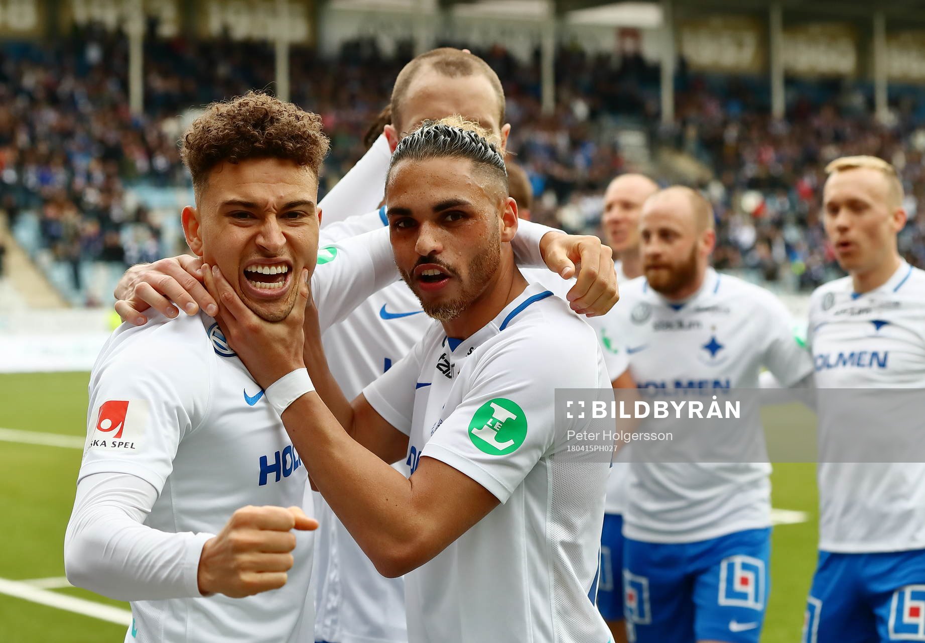 Norrköpings Jordan Larsson och Alexander Jakobsen jublar