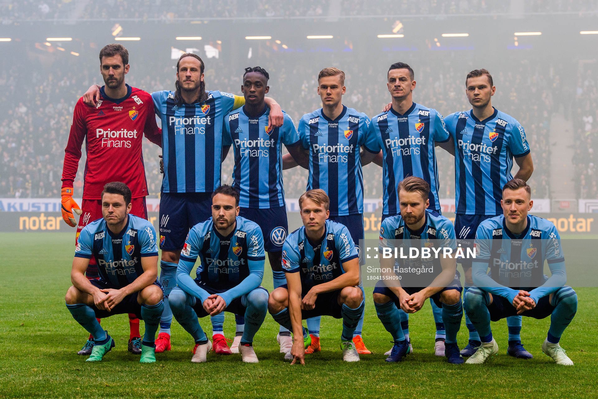 Djurgårdens startelva med målvakt Andreas Isaksson, Jonas