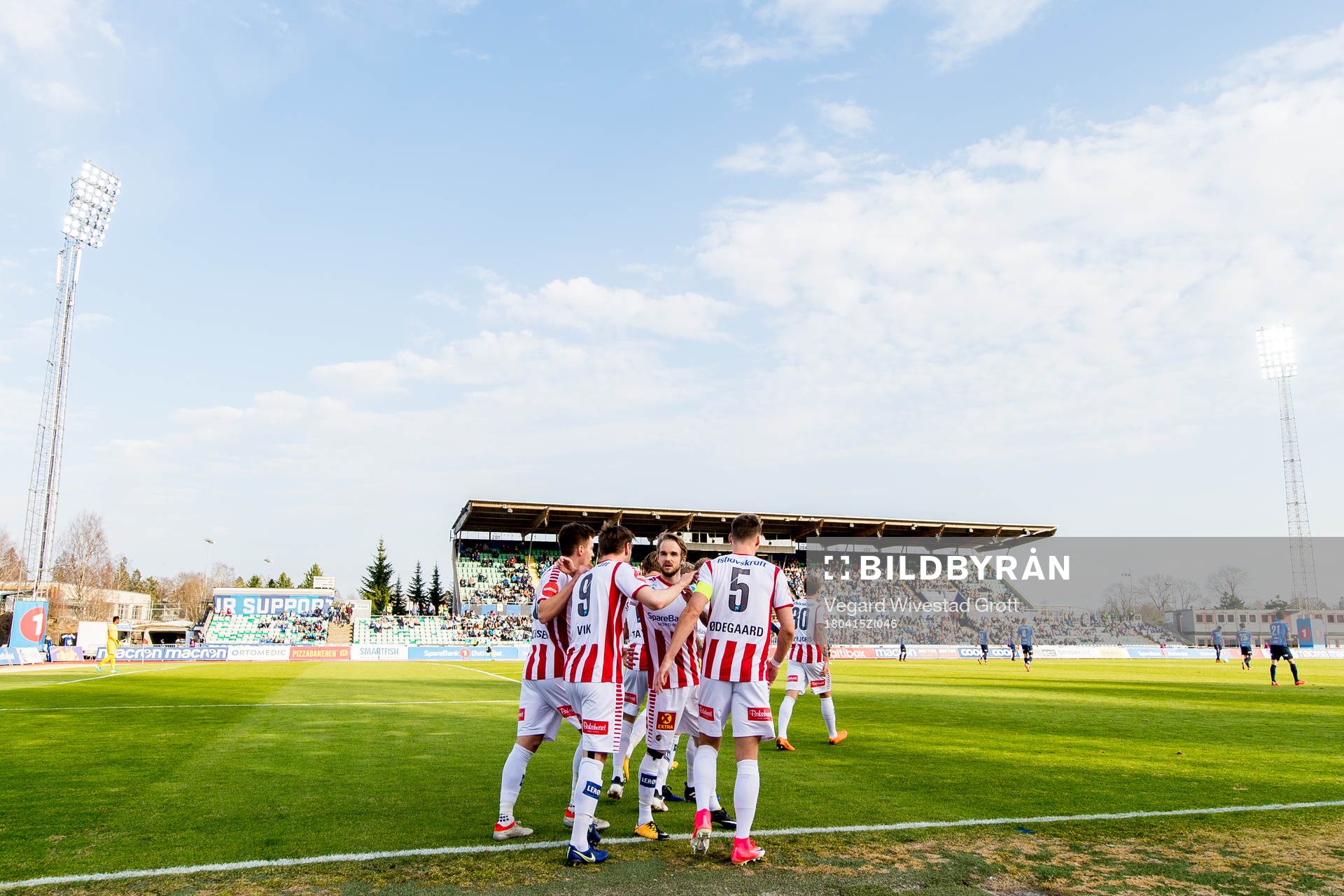 Slobodan Vuk of Tromsø celebrates with teammate Daniel