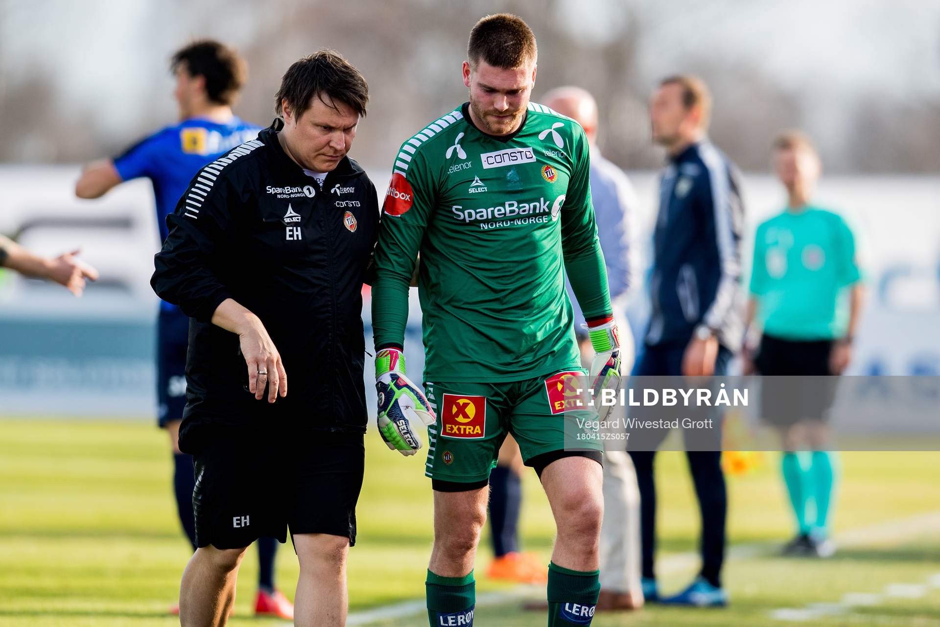 Goalkeeper Gudmund Kongshavn of Tromsø leaves the pitch
