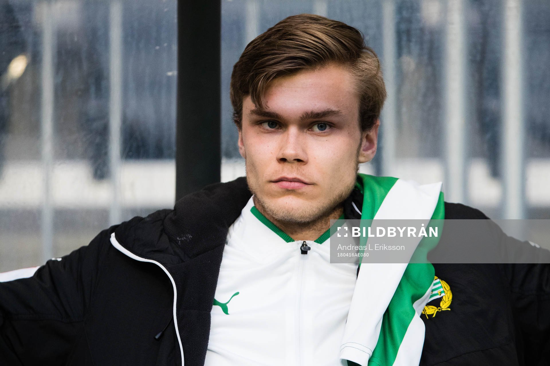 Hammarbys Marcus Degerlund innan fotbollsmatchen i Allsvenskan mellan Hammarby och Brommapojkarna den 16 april 2018 i Stockholm.